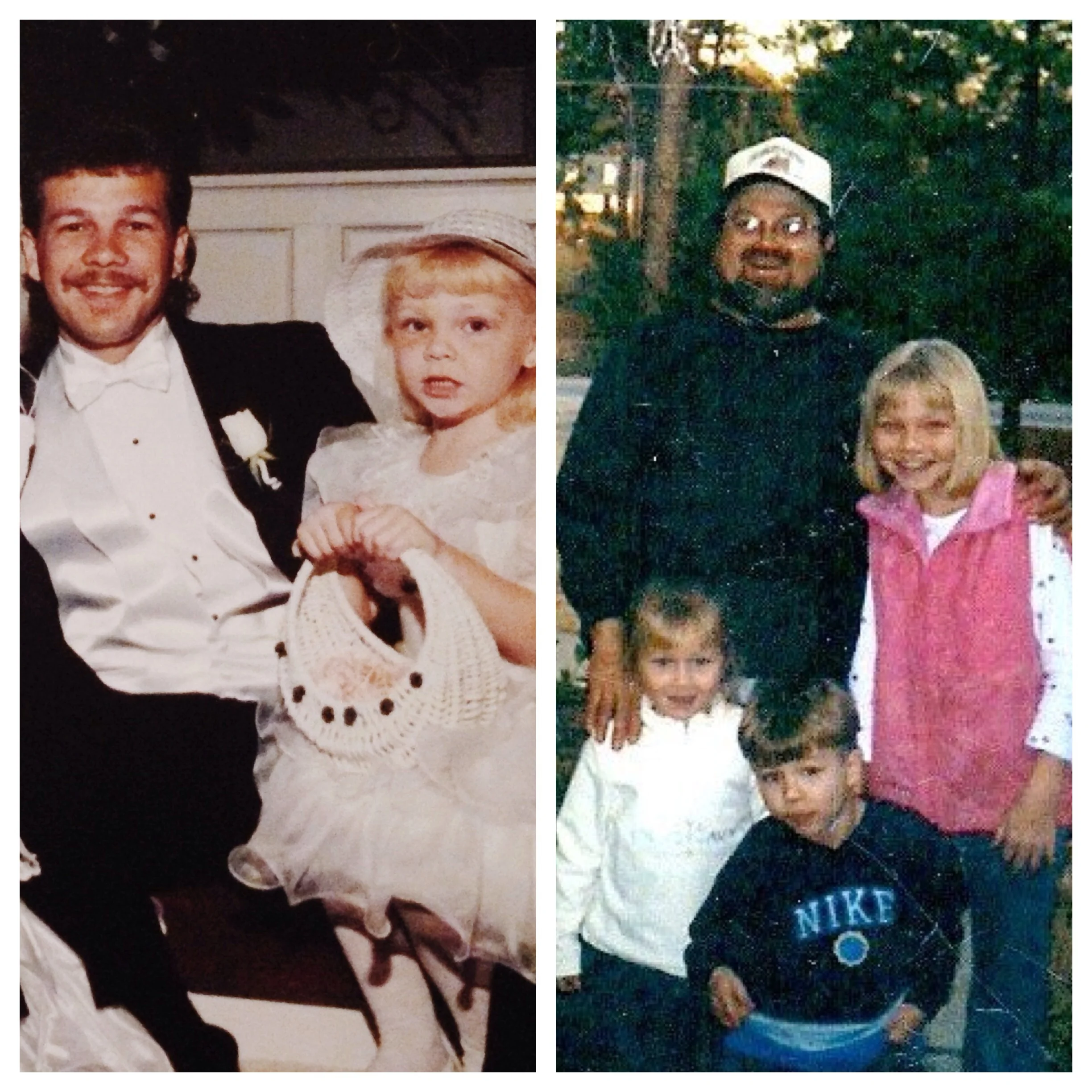 left- Uncle James and me on his wedding day in 1995. right- Uncle Jimmy, me, Taylor & Hunter on a day circa 2000 when Uncle Jimmy came over to see us and use the last few shots on his roll of film on us. 