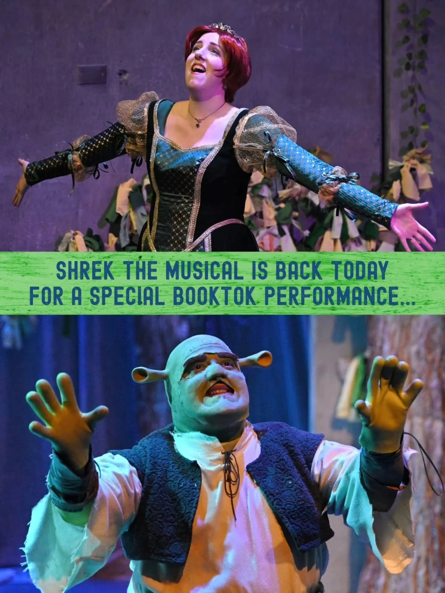It's time to let your freak flag fly! 🌈
Shrek the Musical is back for week two and we're kicking it off with a special Booktok Performance straight out of the storybooks. 

Join us tonight dressed up as your favourite fairytale character and let all