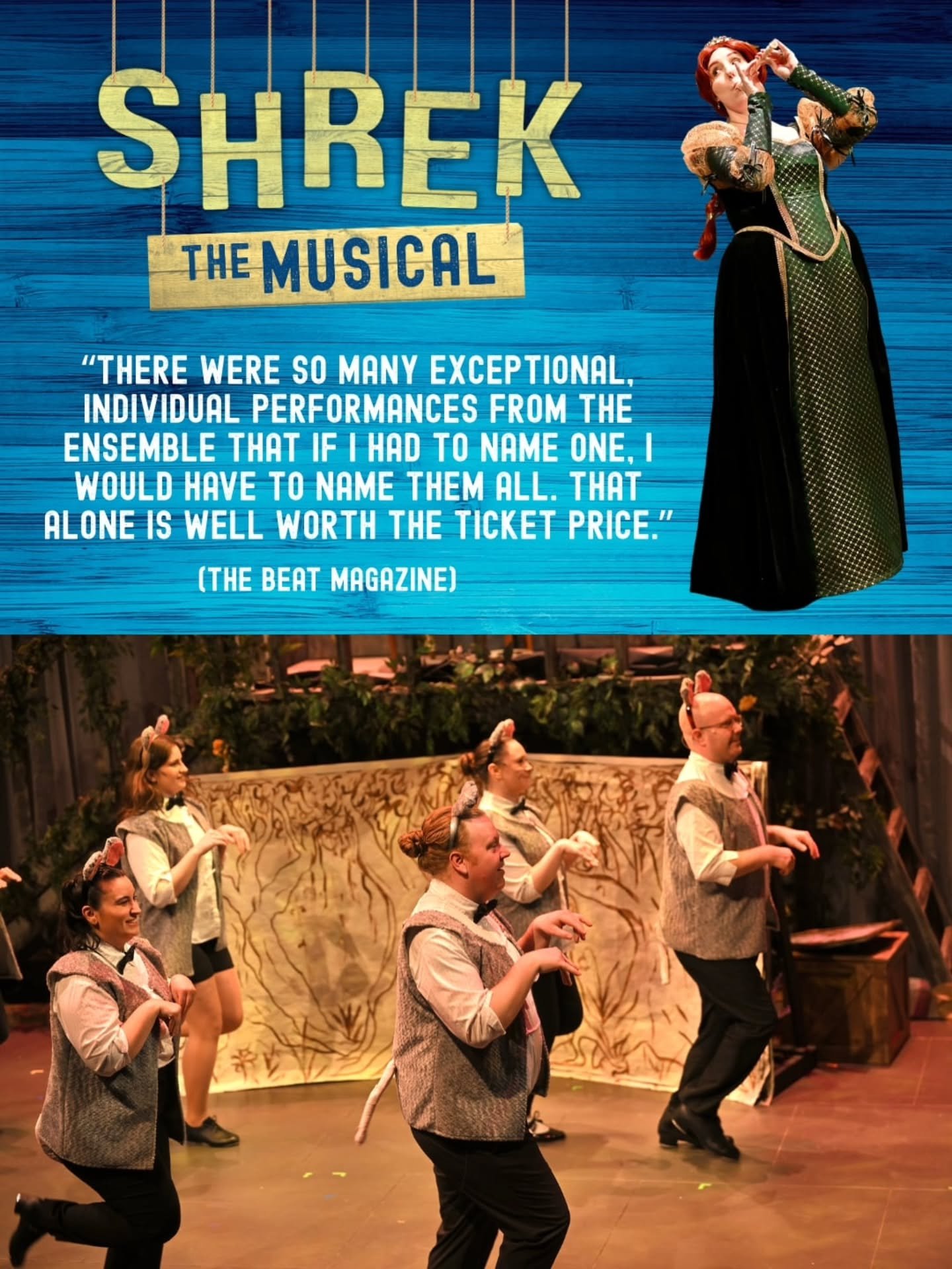 Early bird gets the worm? More like morning mouse gets in the house. 🎟️🐁
Start your day like Princess Fiona. Be bold, plan ahead, and lock in your tickets to Shrek the Musical before they&rsquo;re gone.

There are only 4 shows left, and tickets for