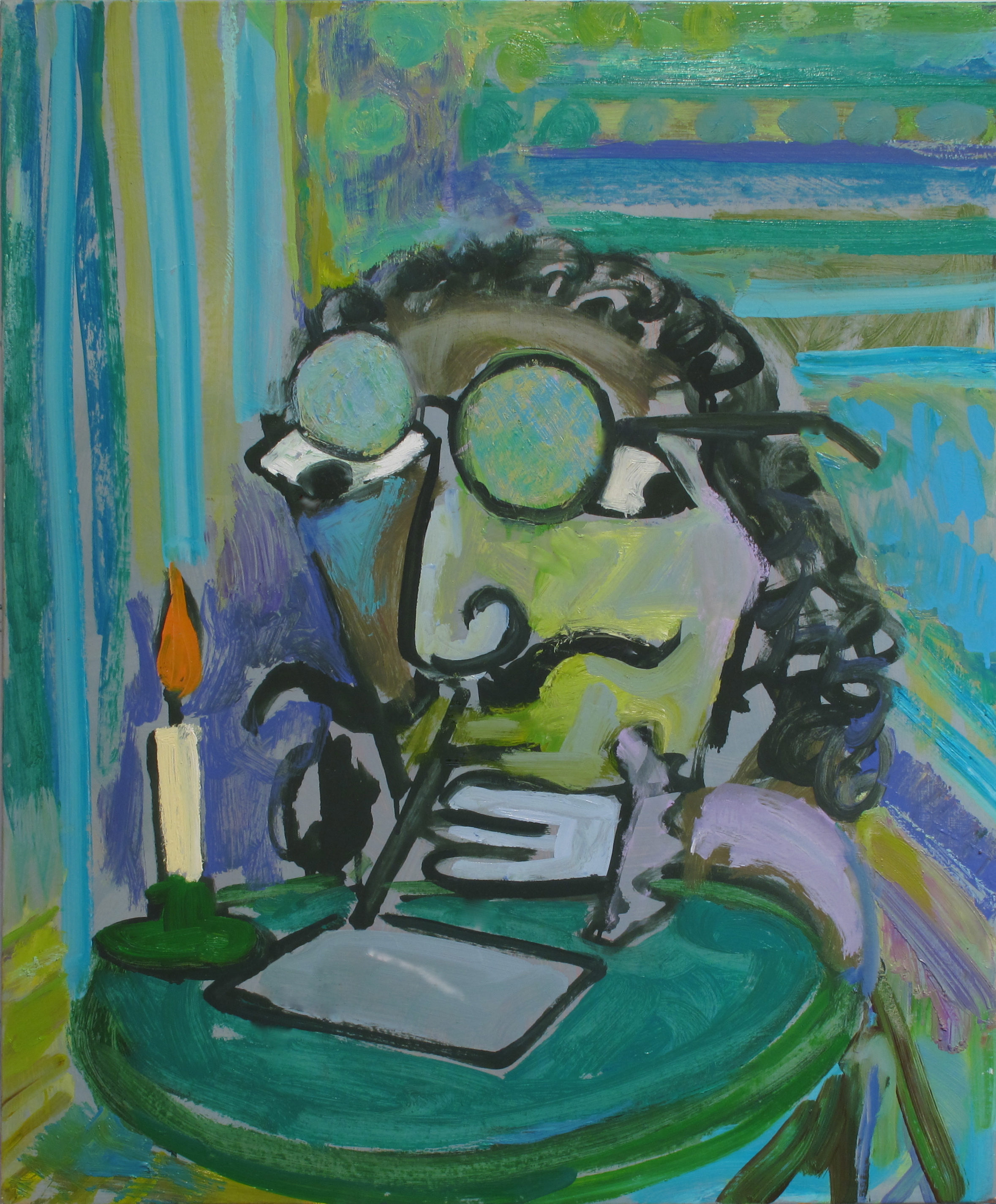  Green Figure with Spectacles 30” x 25” oil on canvas 2011 