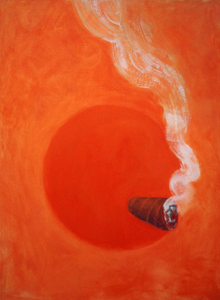  Orange Smoking Cigar oil on canvas, 48" x 36" 2011 