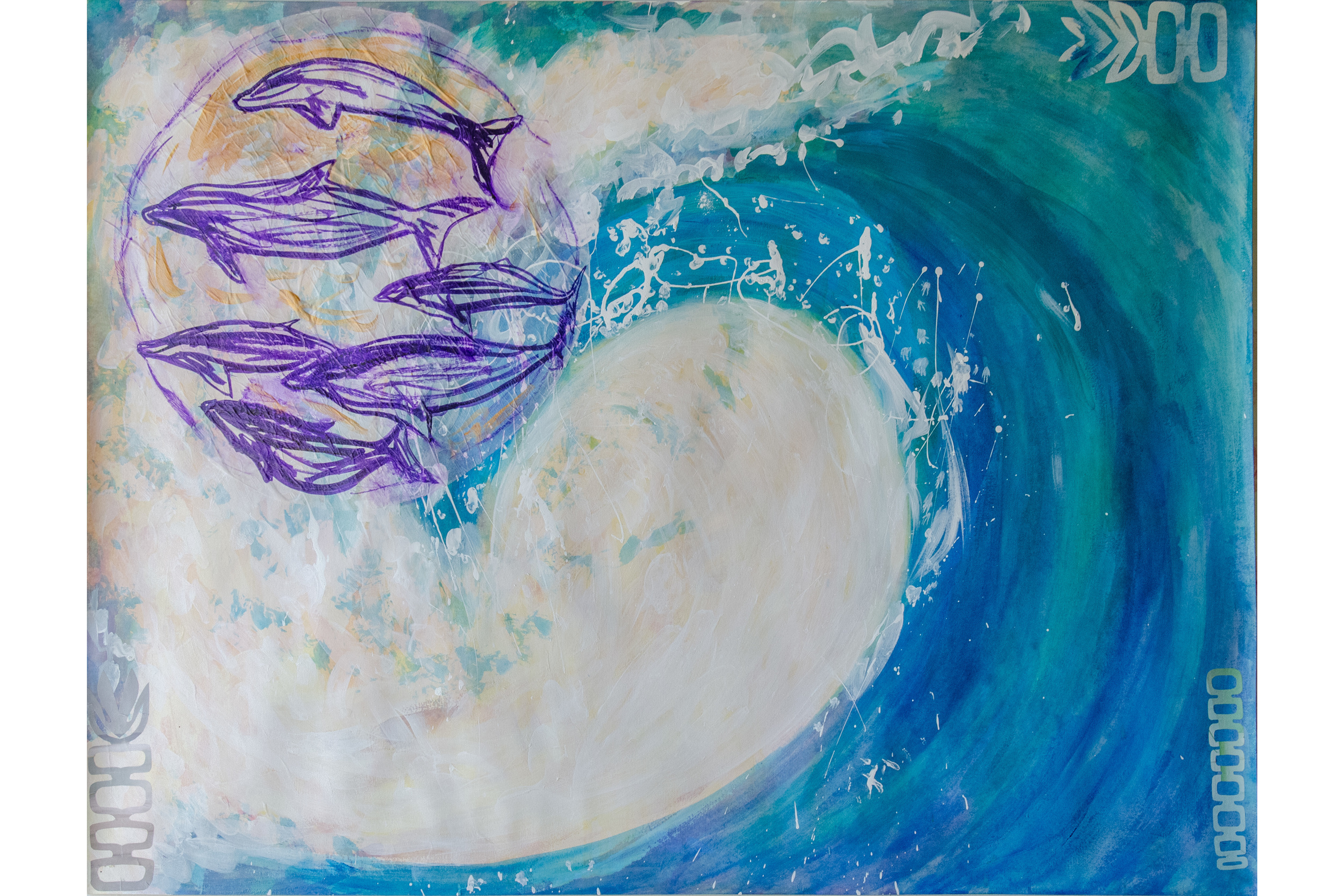 Element Disaster Series - Tsunami 38" x 50" Acrylic, collage, metalic paint, tracing paper