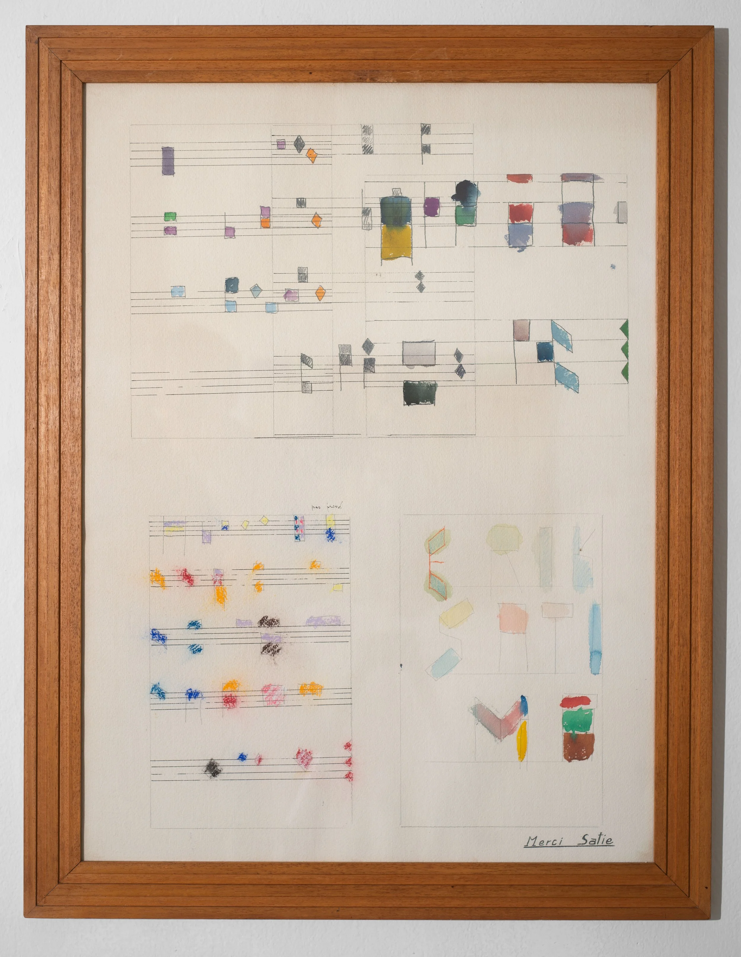  Aldo Mondino,  Merci Satie , acquerello, anni '70, 76×56 cm 