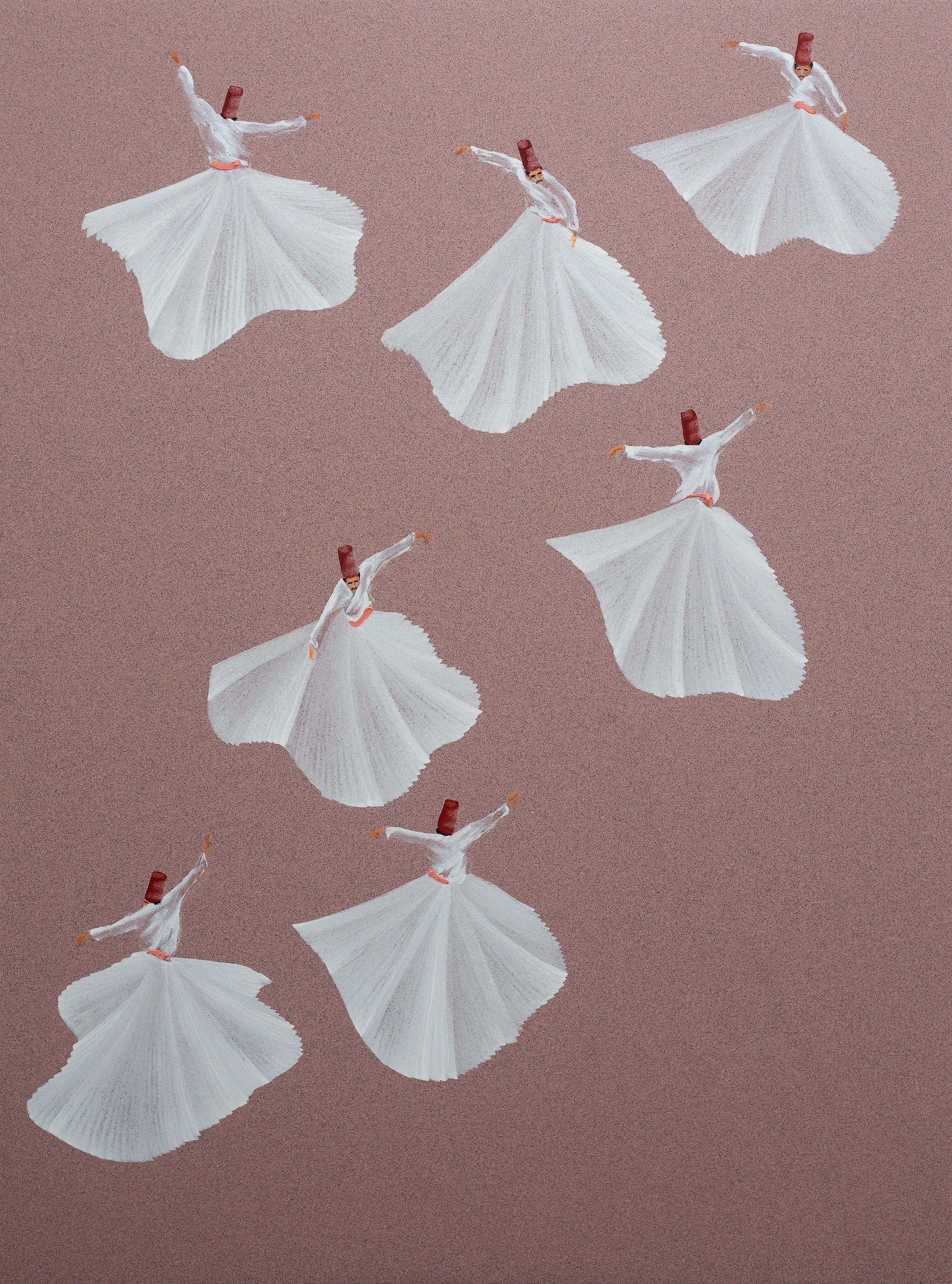  Aldo Mondino,  Dervisci , 2004, olio e cioccolatini su linoleum, 40x40 cm 