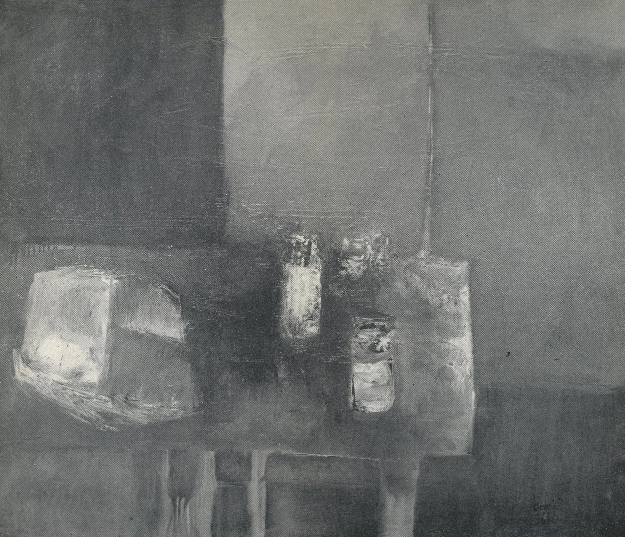 Boschi, Tavolo, olio su tela, 1962