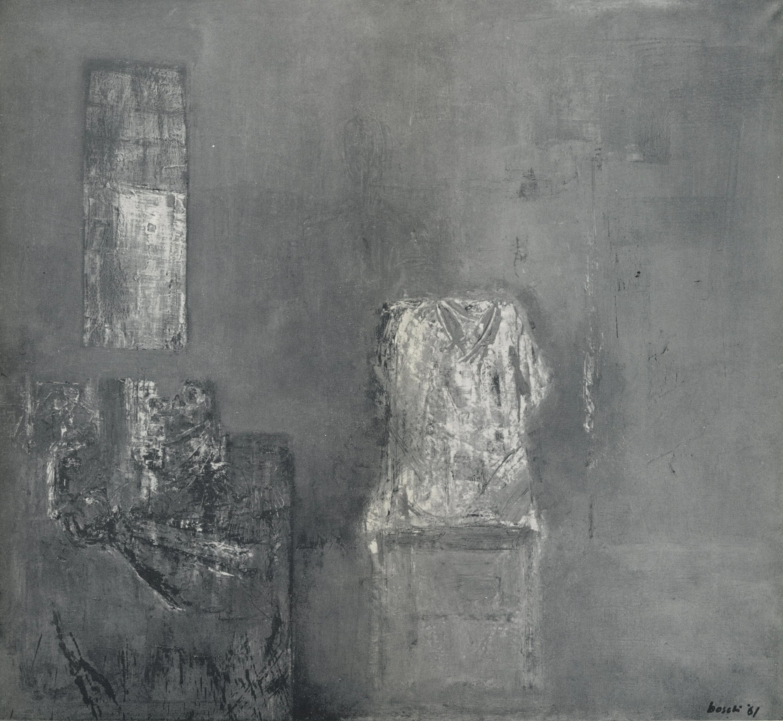 Boschi, Interno, olio su tela, 1961