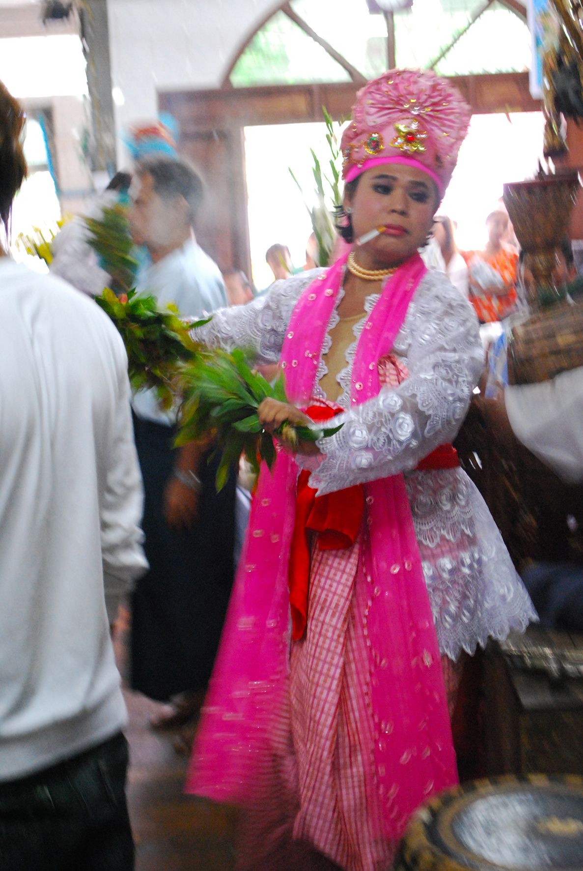  U Win Hlaing's assistant in a Nat-Pwe in Yangon, 2010 © Edith Nicol 