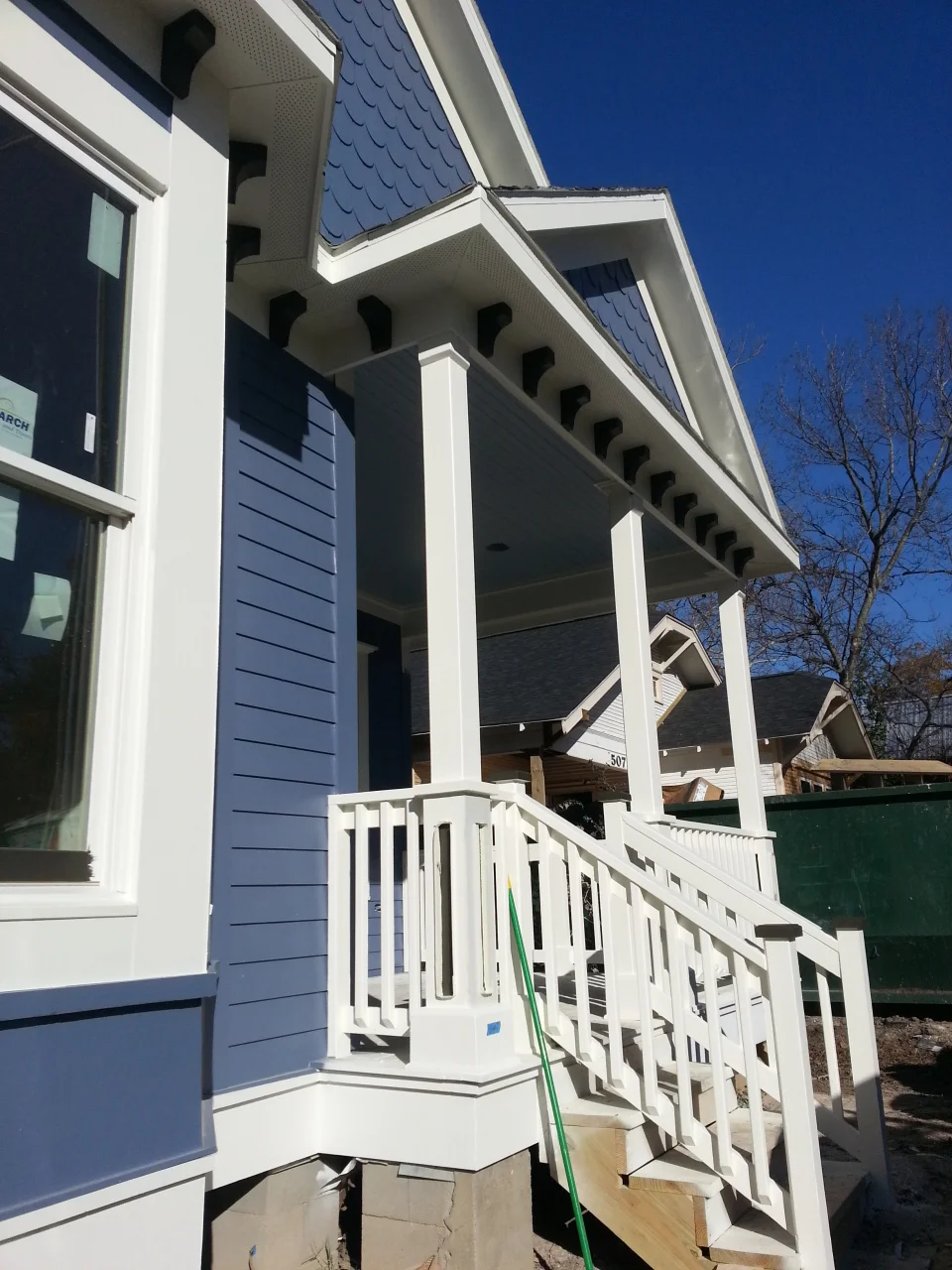 I started off the day meeting at a jobsite to discuss the paint of a little bungalow I'm working on with P&G Homes. We were working out the accent details, notice the porch columns. 
