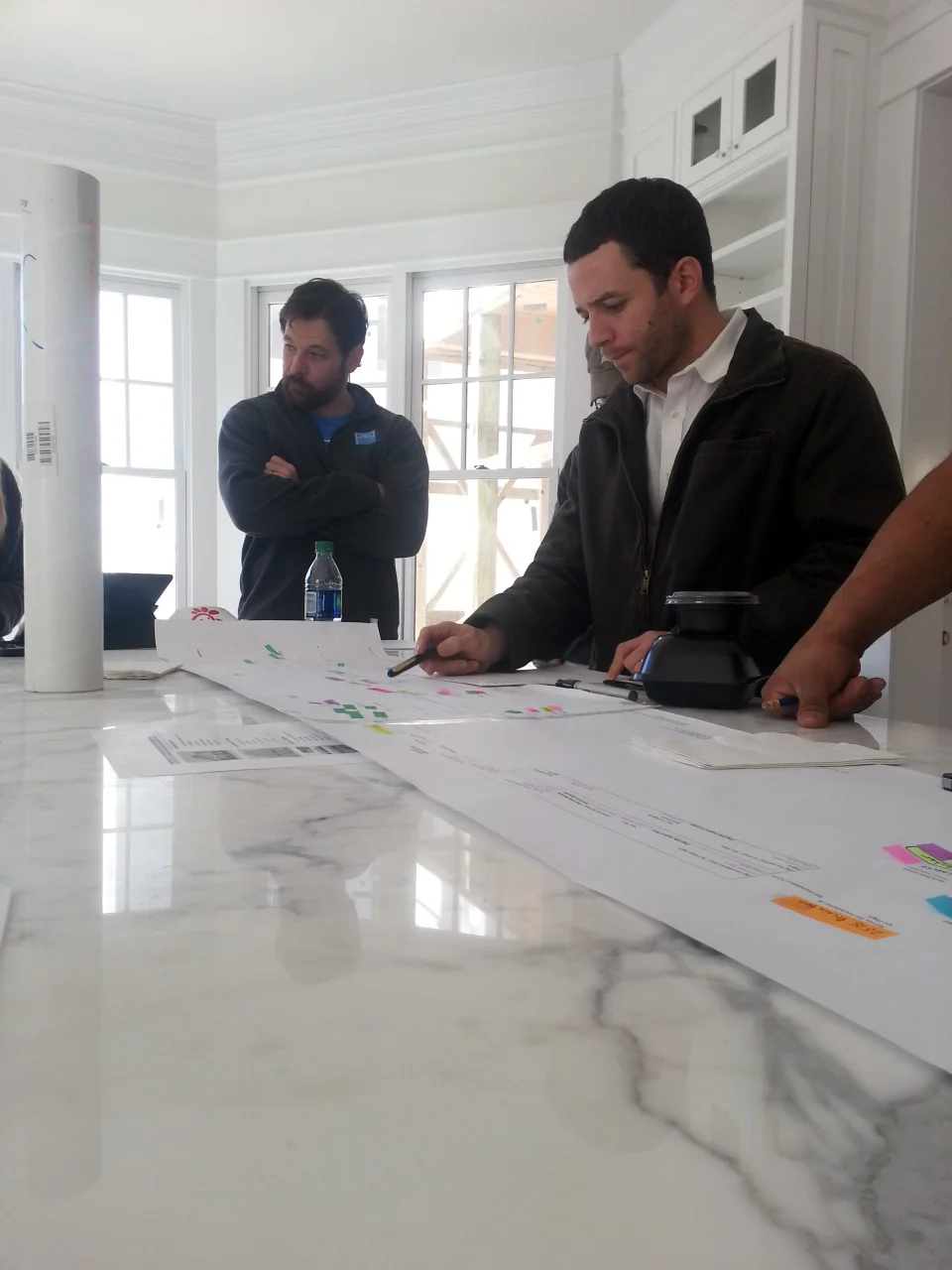 Next I run over to the weekly P&G Homes meeting about all of the projects going on. Today's meeting is at a great Heights remodel that P&G is doing for a friend of mine, & theirs. We go through projects, what stage they're at, what's coming up next.