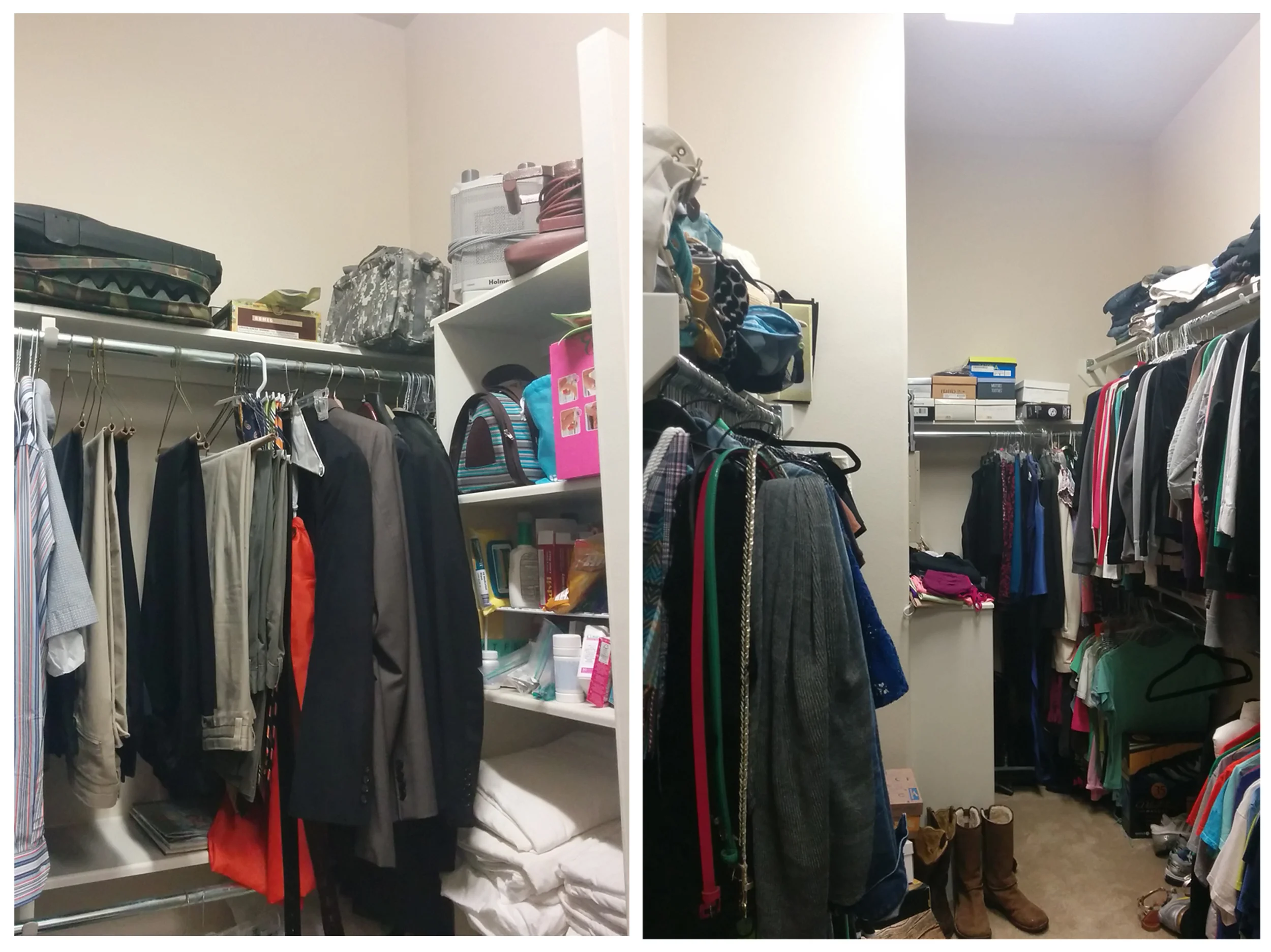 Primary closet before built-ins and organization. Jamie House Design