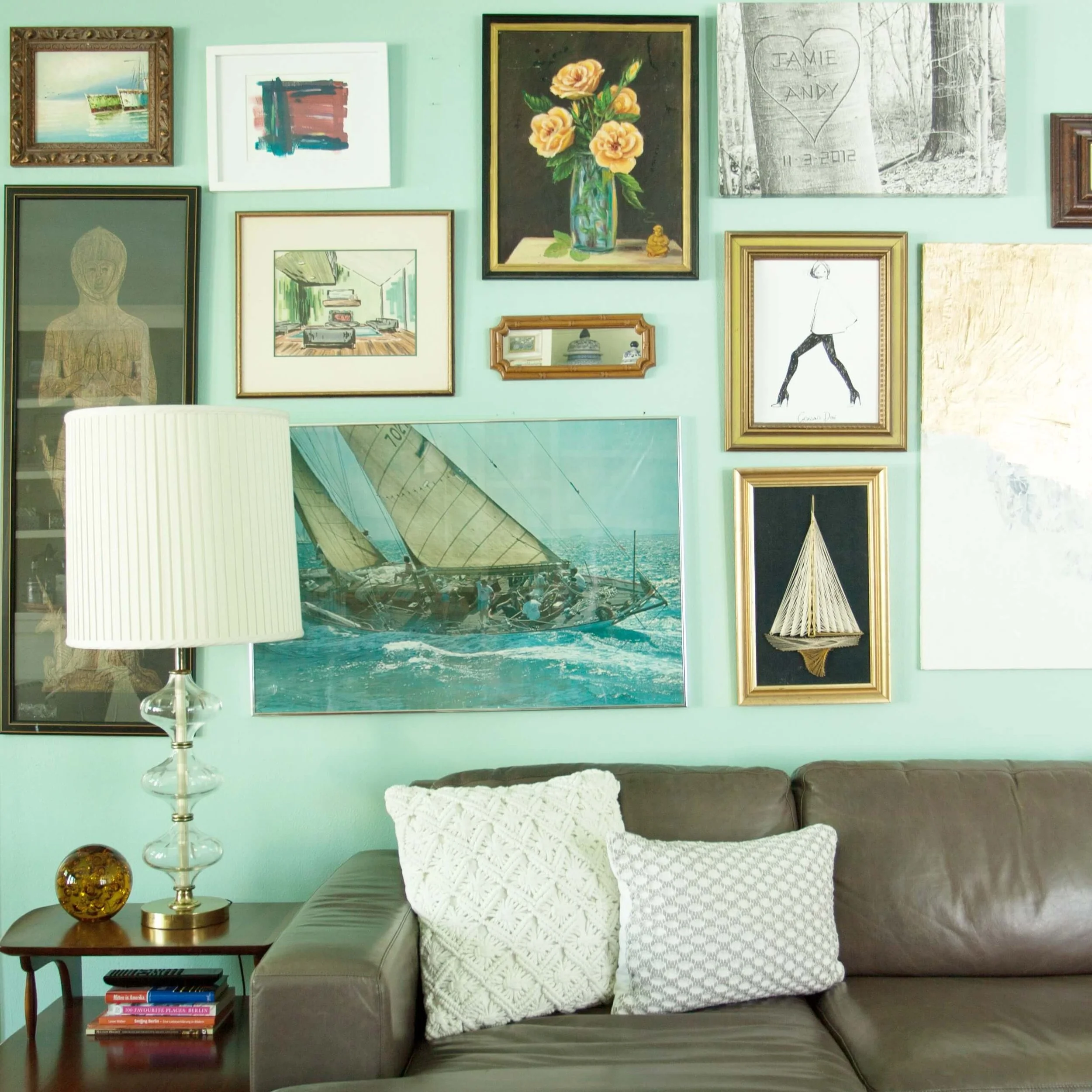 Houston Heights home owned by designer Jamie House featuring extensive gallery wall