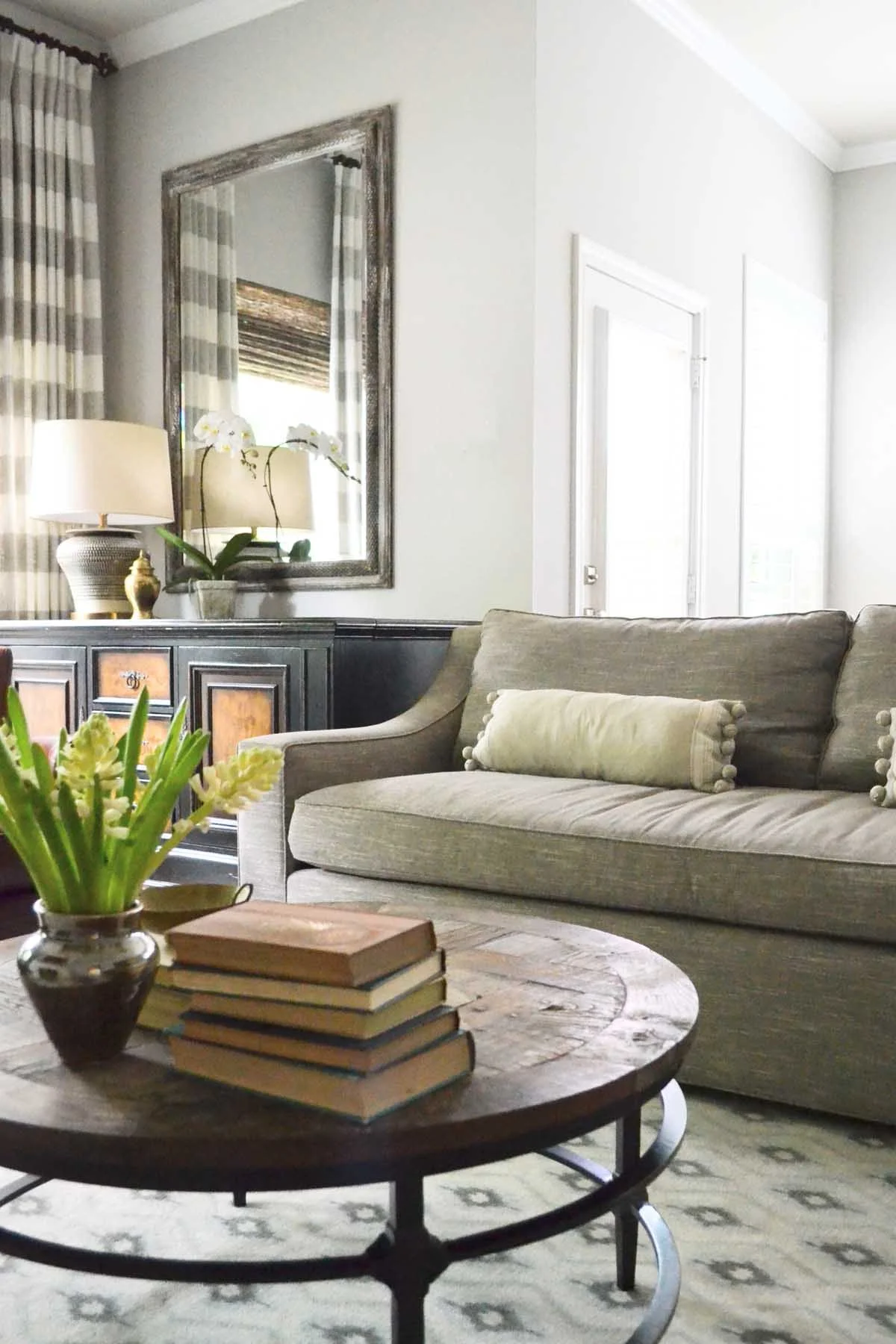 Living room with custom furniture in Highlands Ranch whole home renovation.