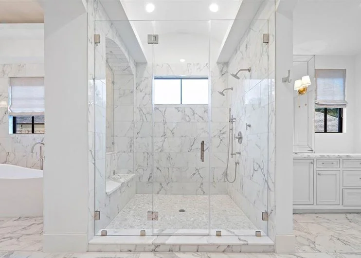 Hotel-inspired bedroom with motorized blackout shades and spa-like retreat