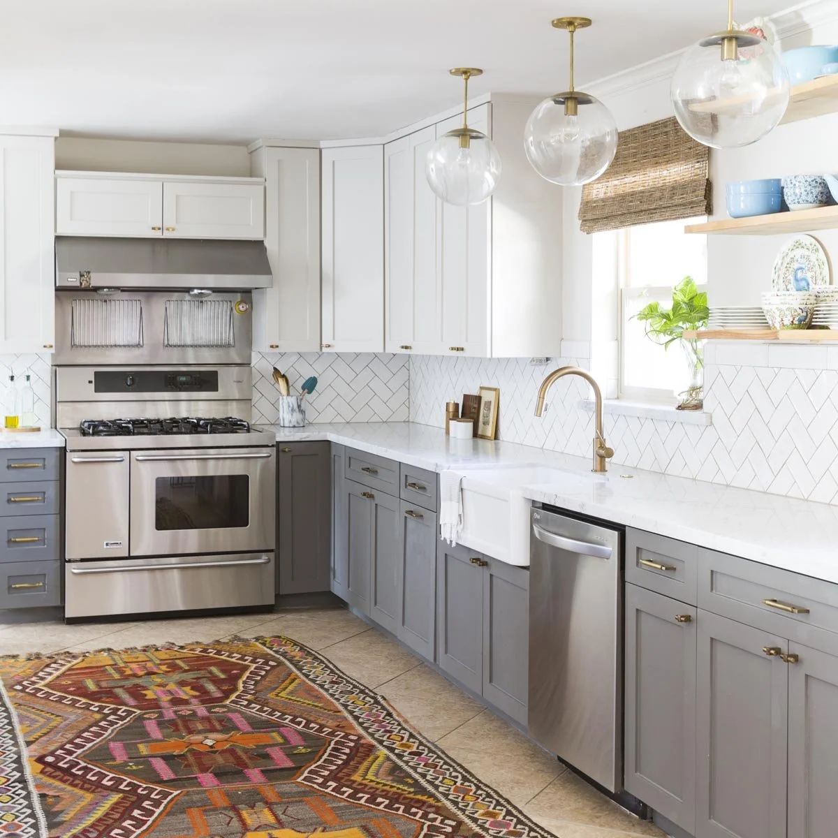 Modern kitchen renovation in Littleton CO using existing cabinetry.
