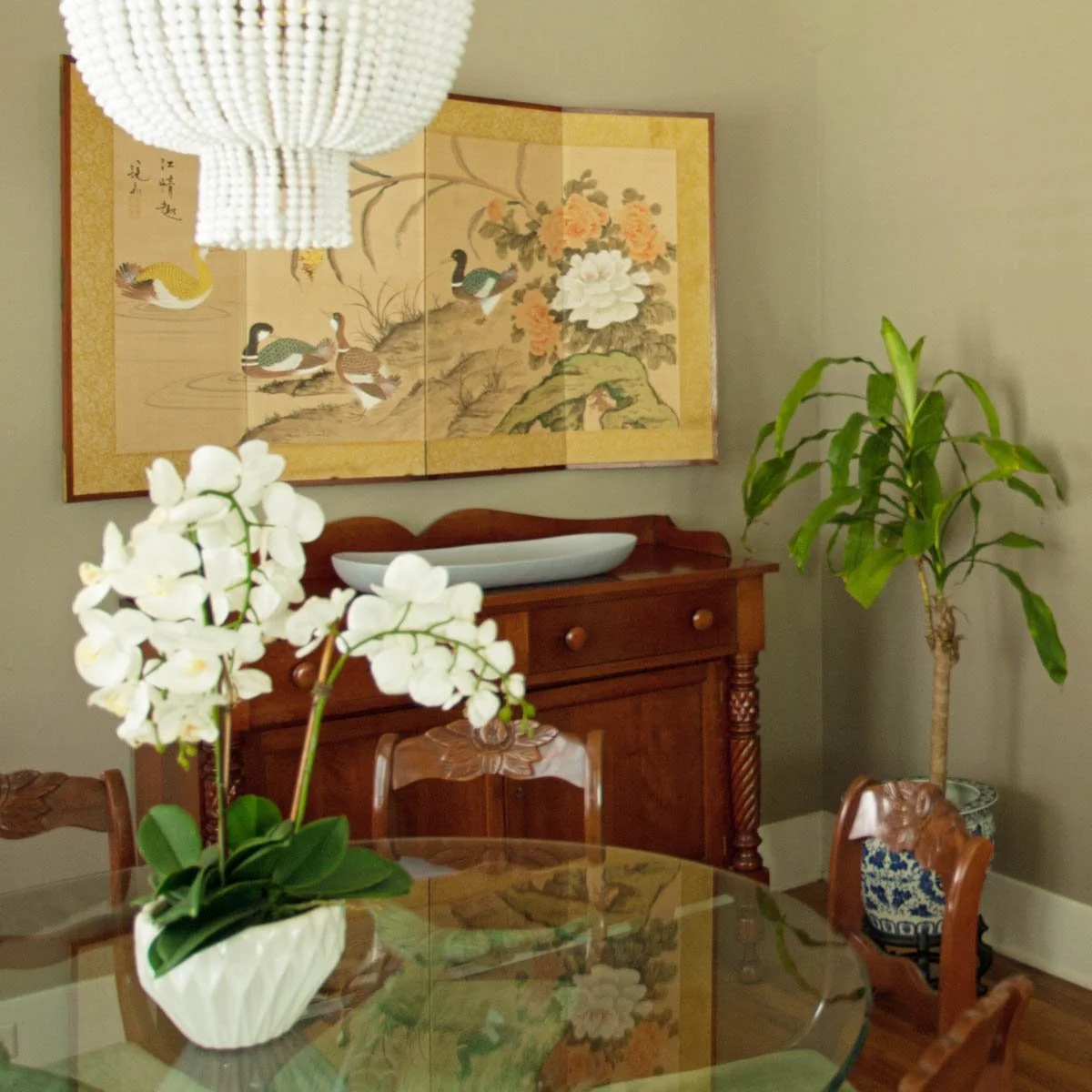 Littleton CO dining room with antiques and collectibles.