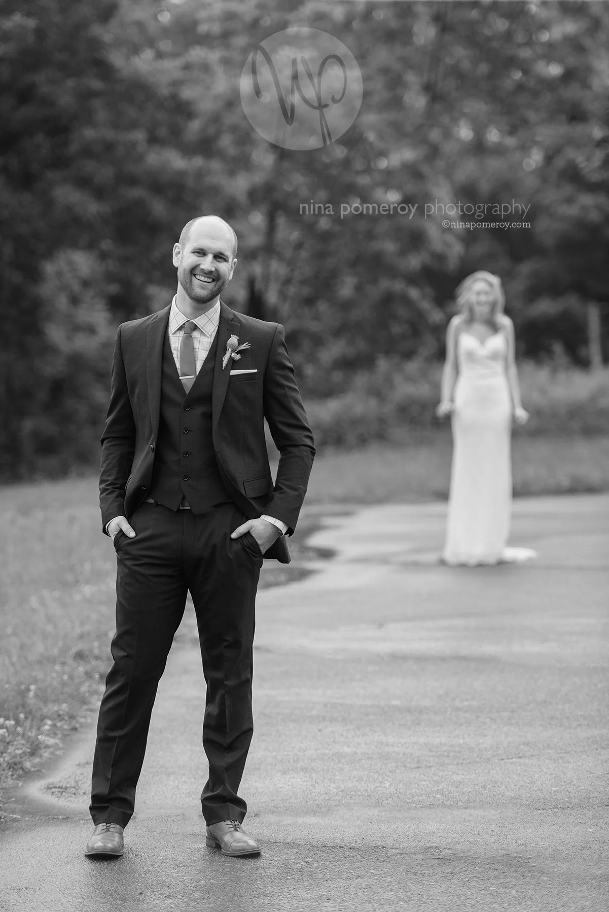 First look for bride and groom at vineyard wedding by san ramon photographer nina pomeroy