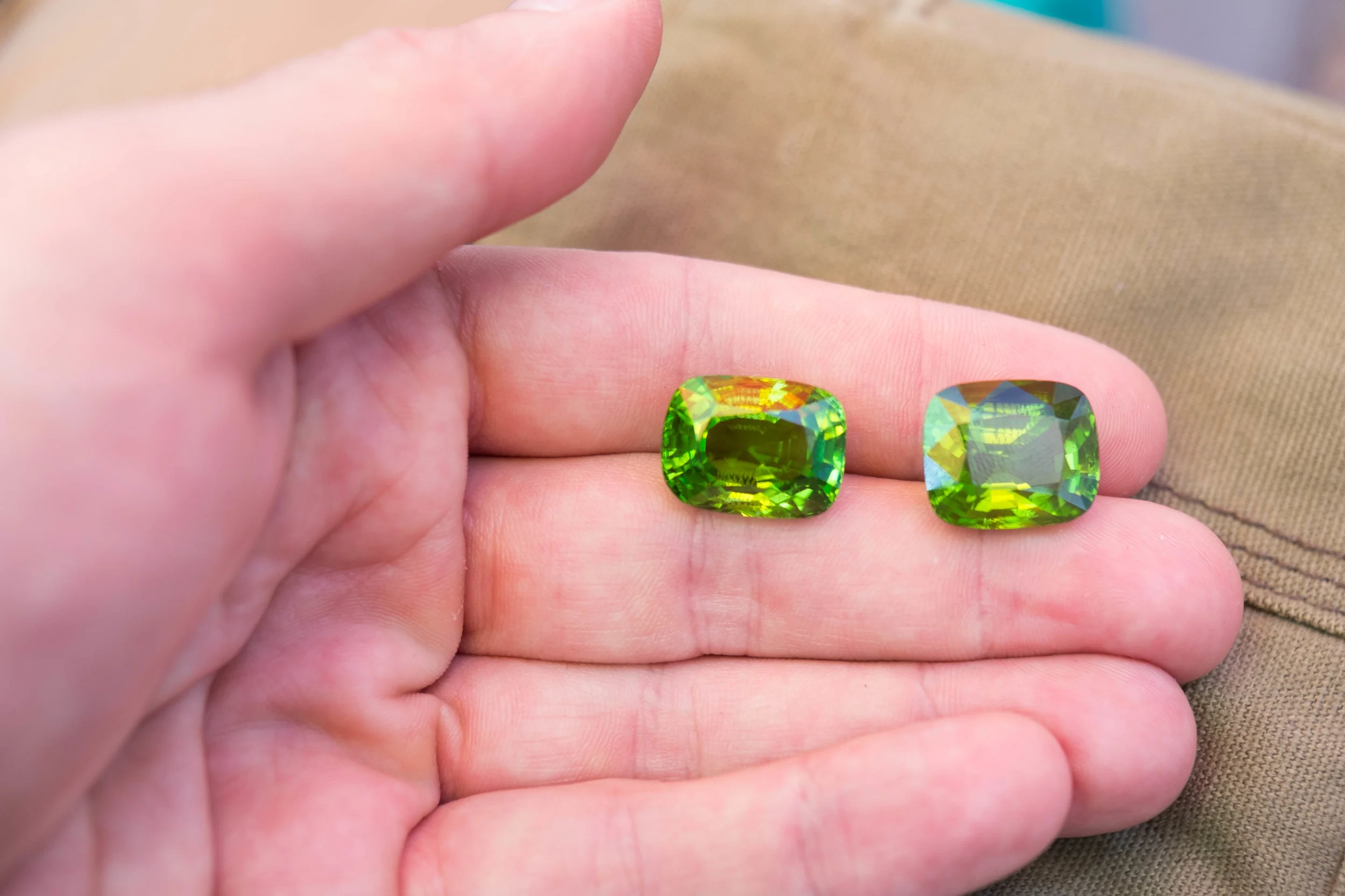 2 large and beautiful peridots.