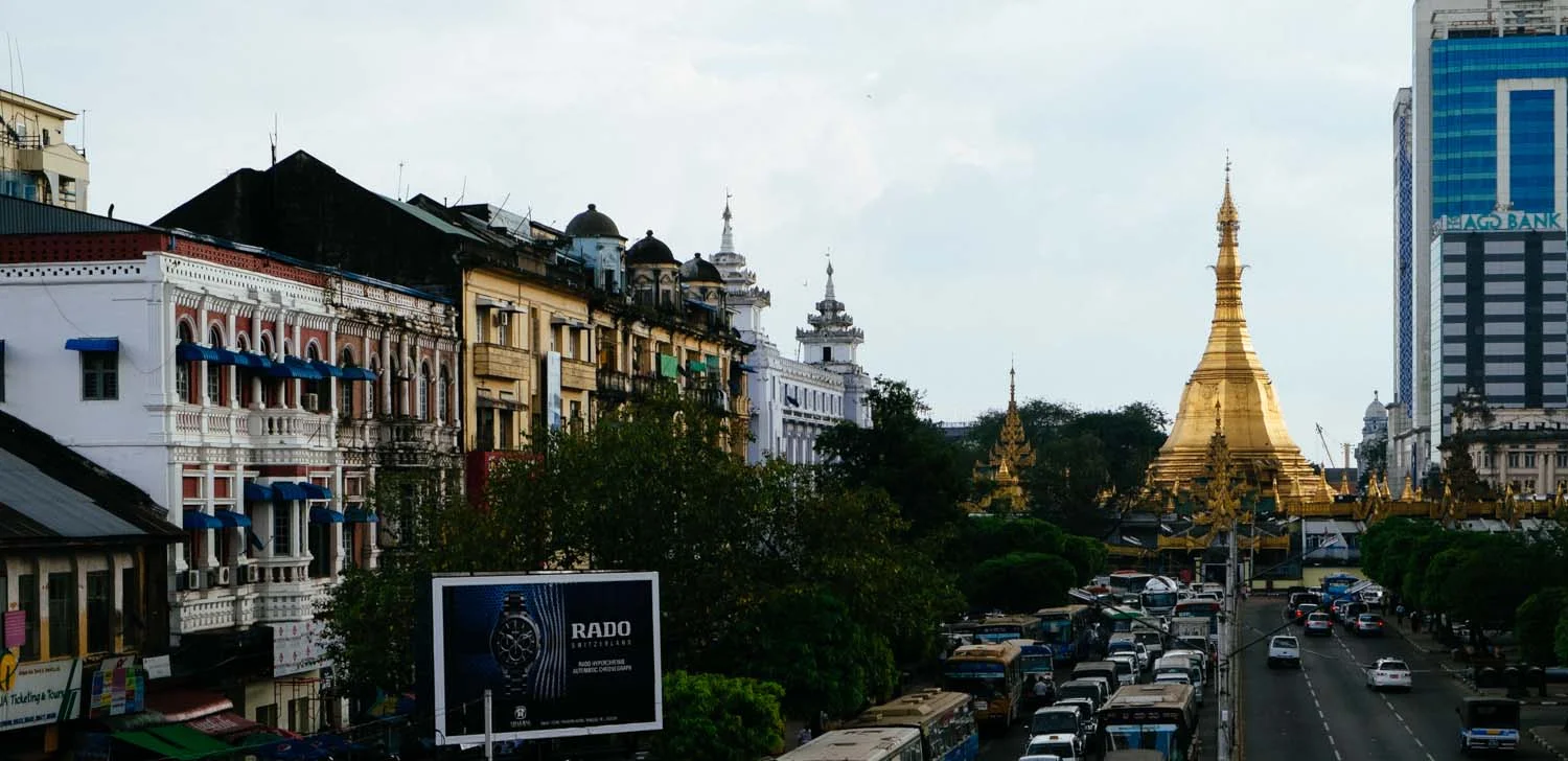 Downtown Yangon - View of Sula Pagoda