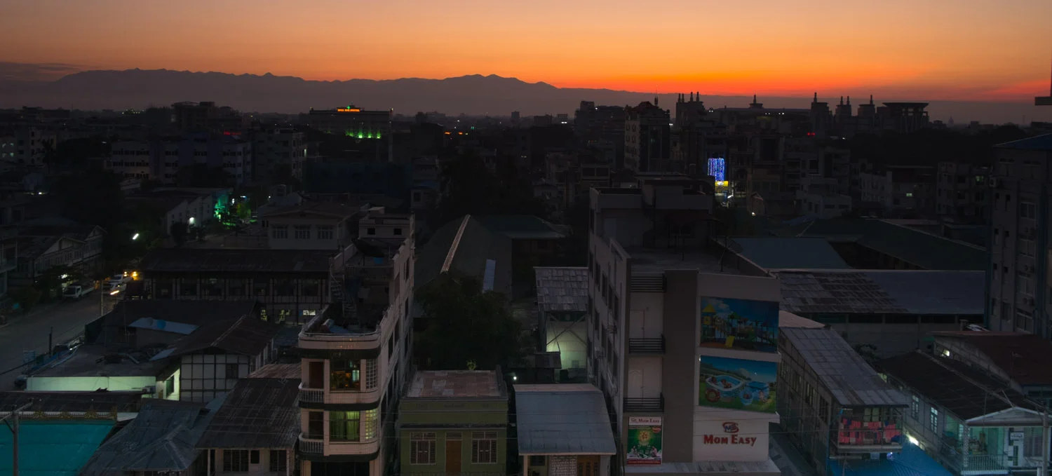 Sunrise over downtown Mandalay
