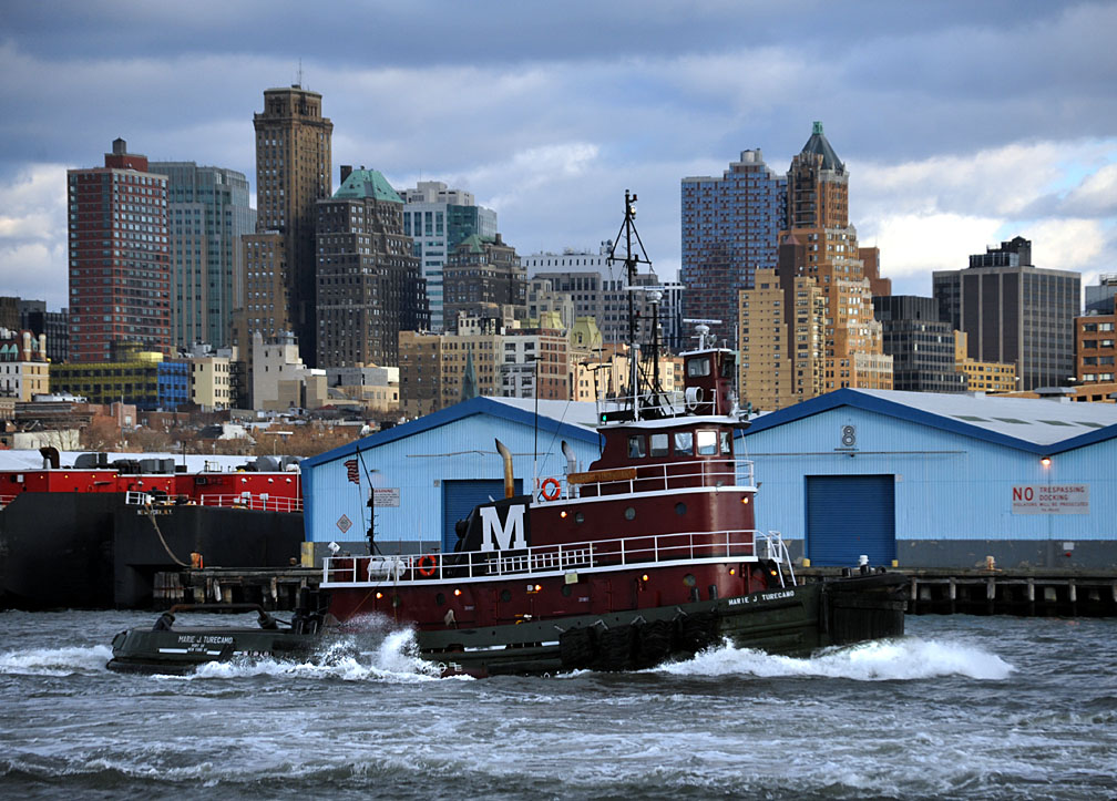 There's lots of tugboat traffic