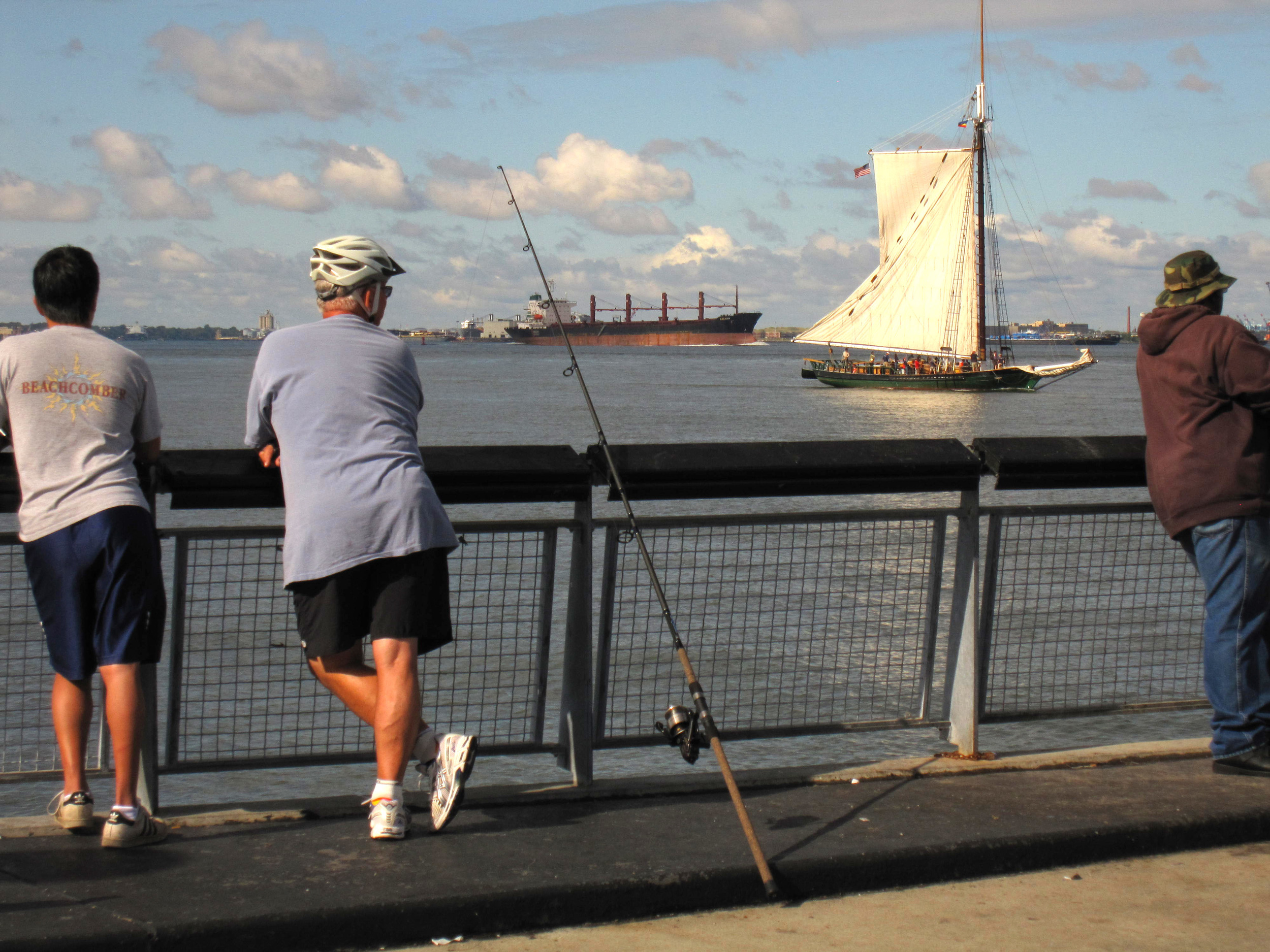 Valentino Park has a great view of ship traffic and the Statue of Liberty