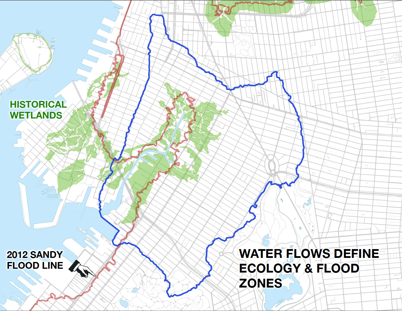 Sandy Flood Line compared with Historic Marsh Area for the Gowanus.png