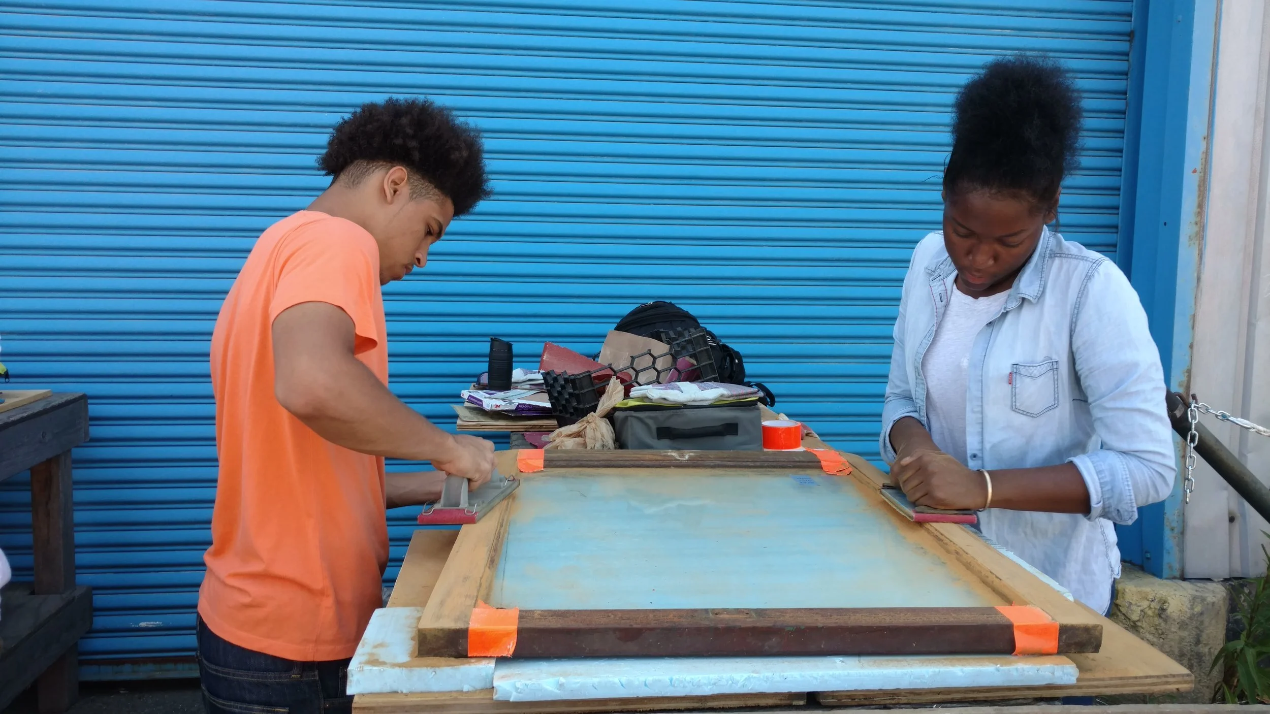 Sanding the wood