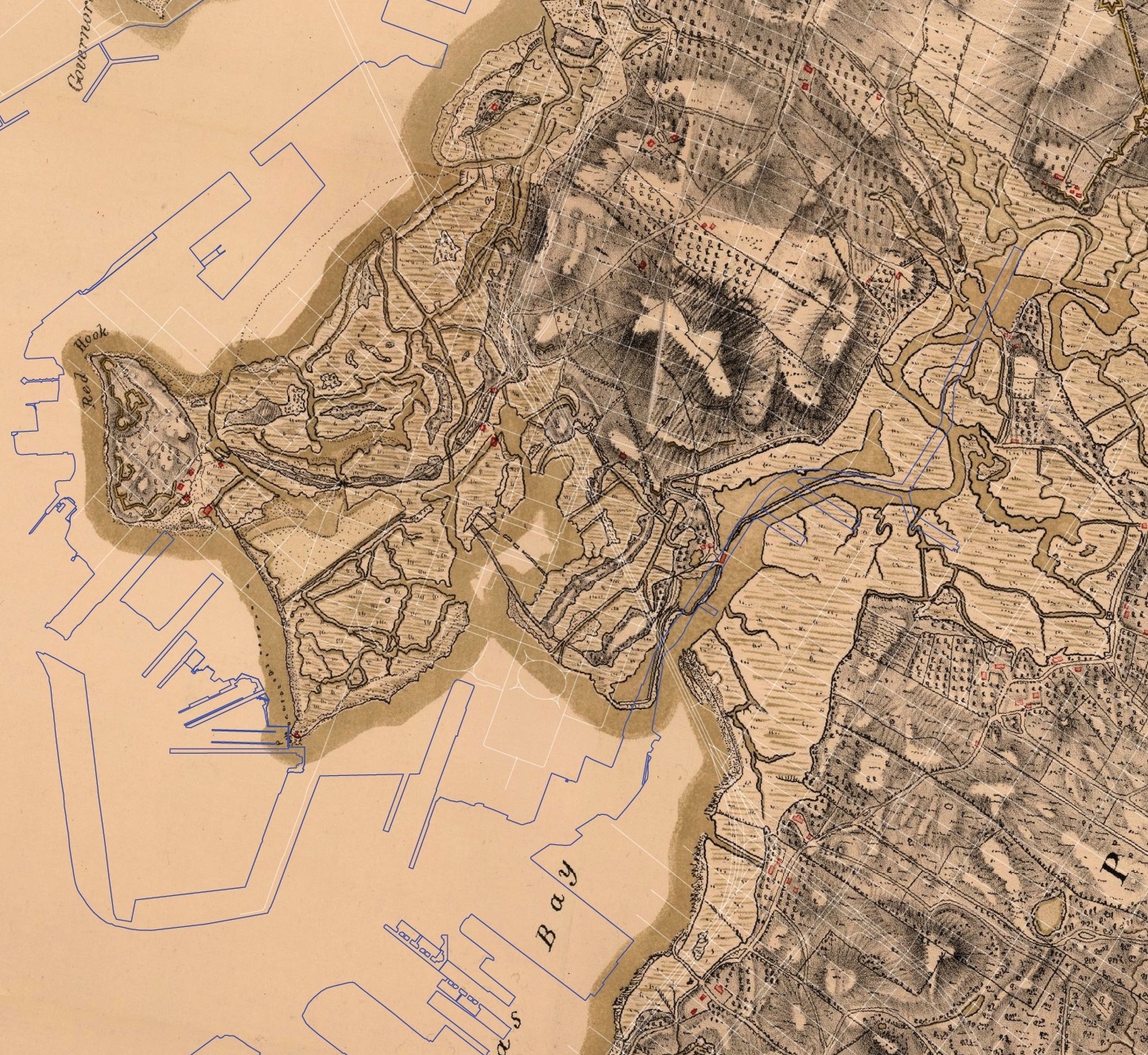 1782 Stevens HQ Map with street grid-more and bigger from pdf_Red Hook Crop.jpg