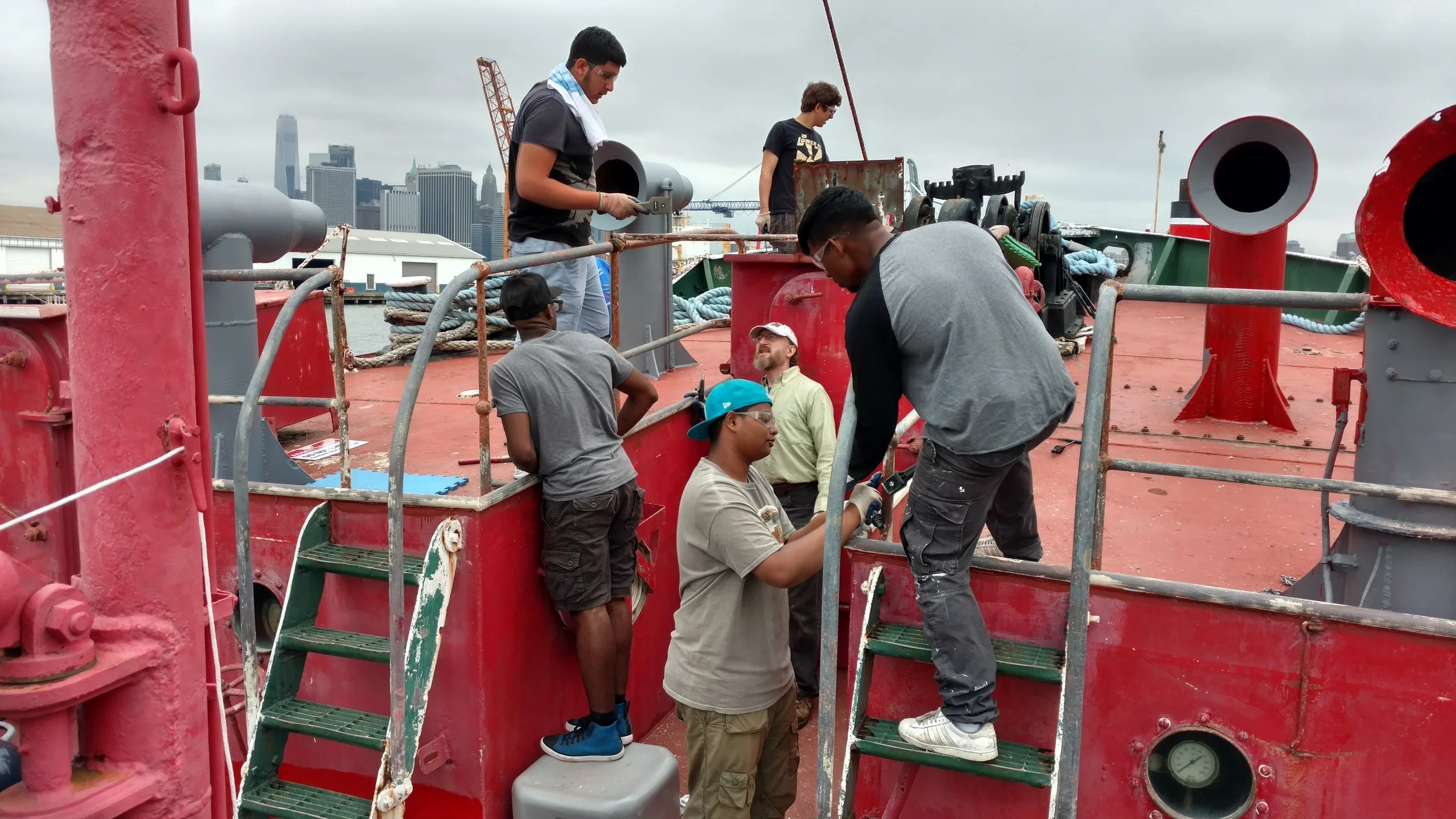 Early stage of work on the foredeck.