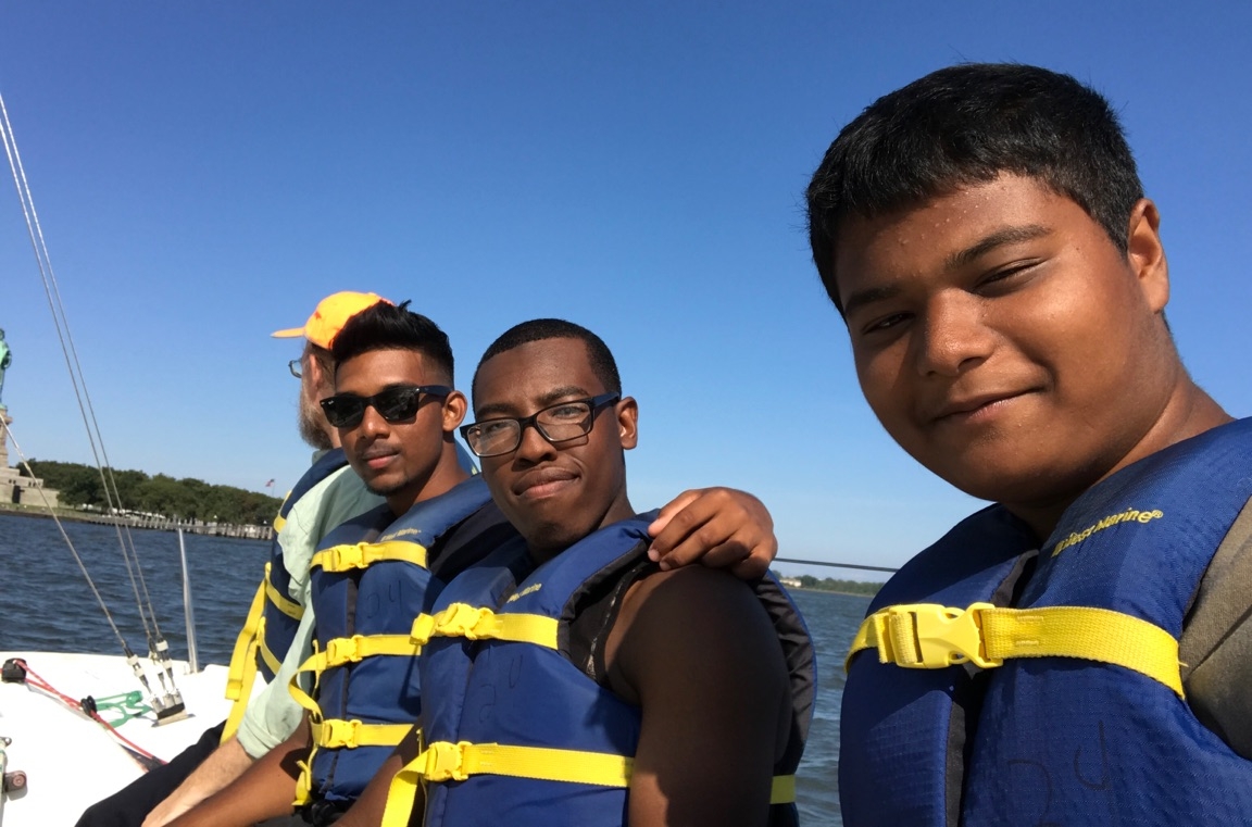 Our Historian and WHSAD interns Peter, Kenny, Jared, and Zunayed. Thanks to One 15 Brooklyn Marina for the sailing!