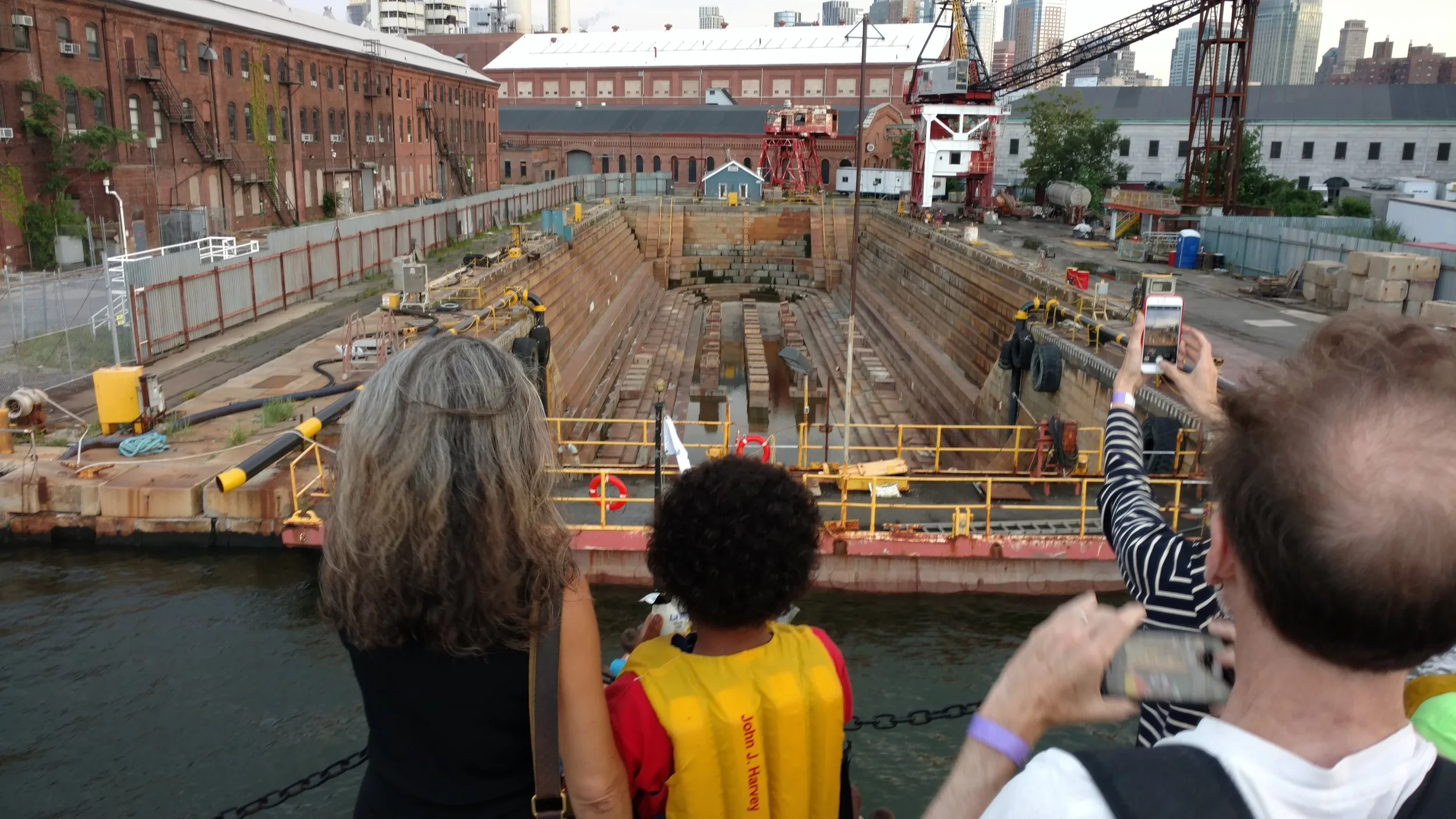 Looking into Dry Dock 1, where the MARY A. WHALEN was repaired in 2007, during harbor tour on fireboat JOHN J. HARVEY