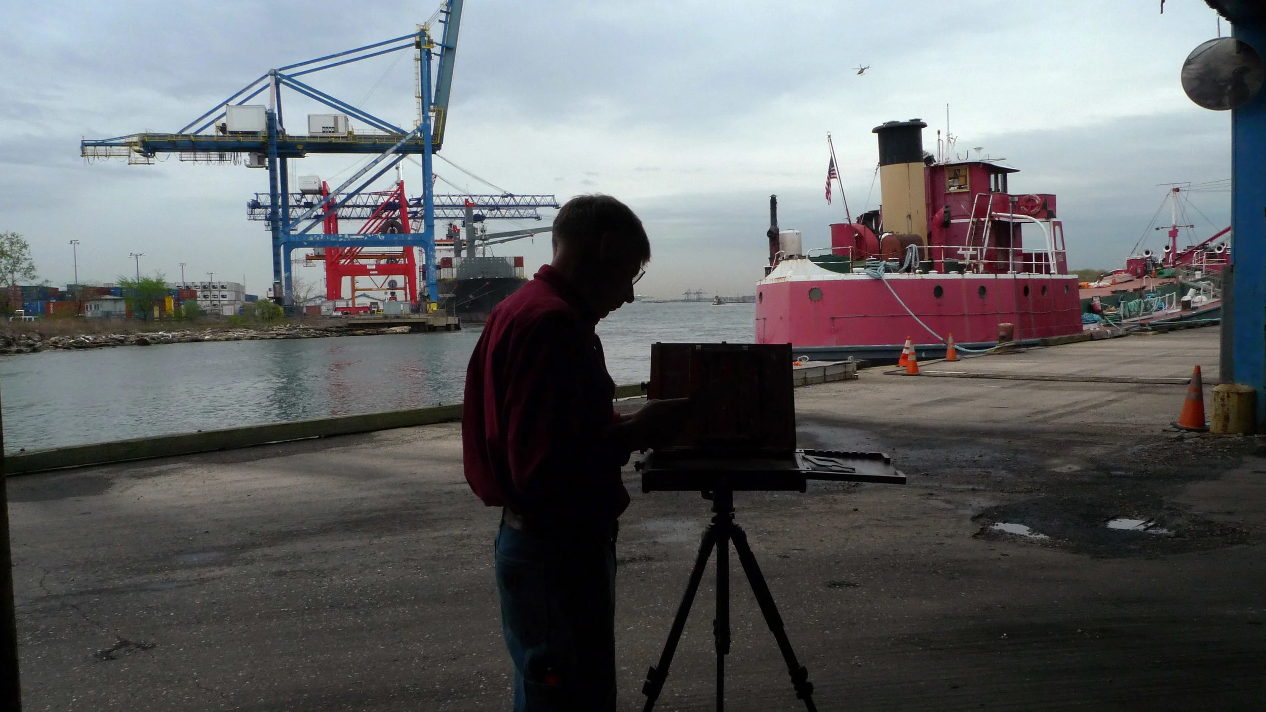Jim Ebersole painting the MARY A. WHALEN when we were located in the Red Hook Container Terminal