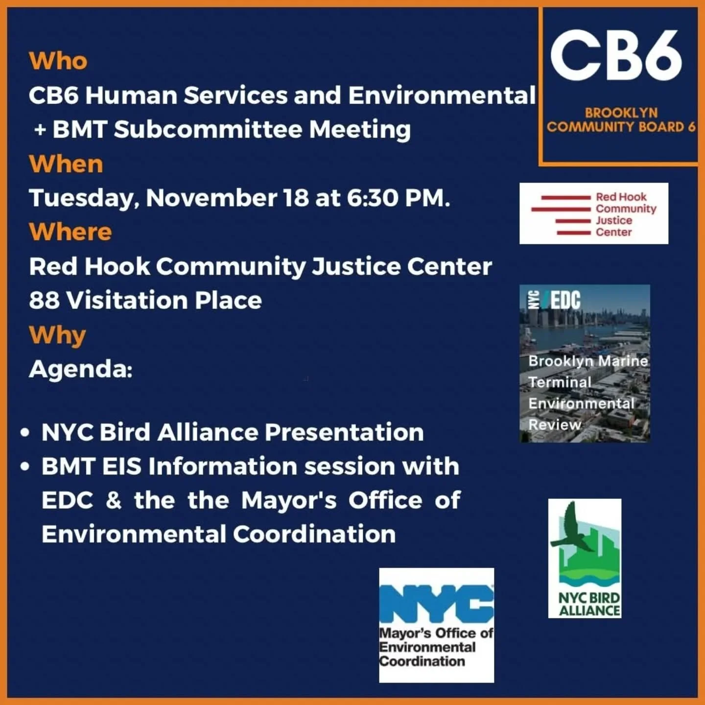 PLEASE share and attend at least one of  these BMT info sessions.  This process is very technical, and you need to understand the process to have your concerns be expressed in the right way for the Environmental Impact Study to assess them. This is n