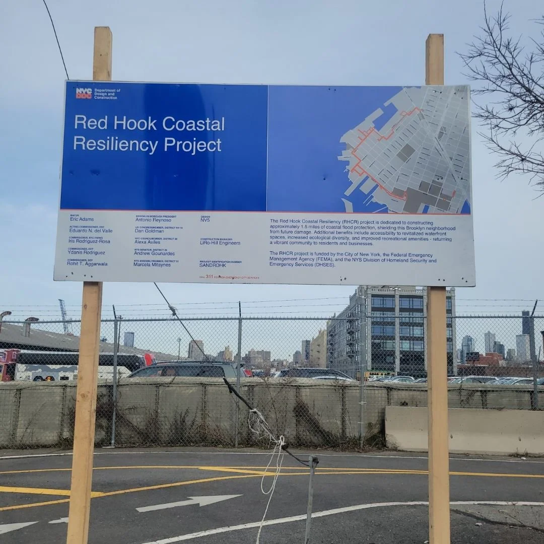 Anyone have the schedule for the #RedHook Coastal #Resiliency Project (RHCR)? Work has started. This sign was recently istalled near the gate to Atlantic Basin on Pioneer Street at Conover where dramatic changes will occur. We are wanting to plan for