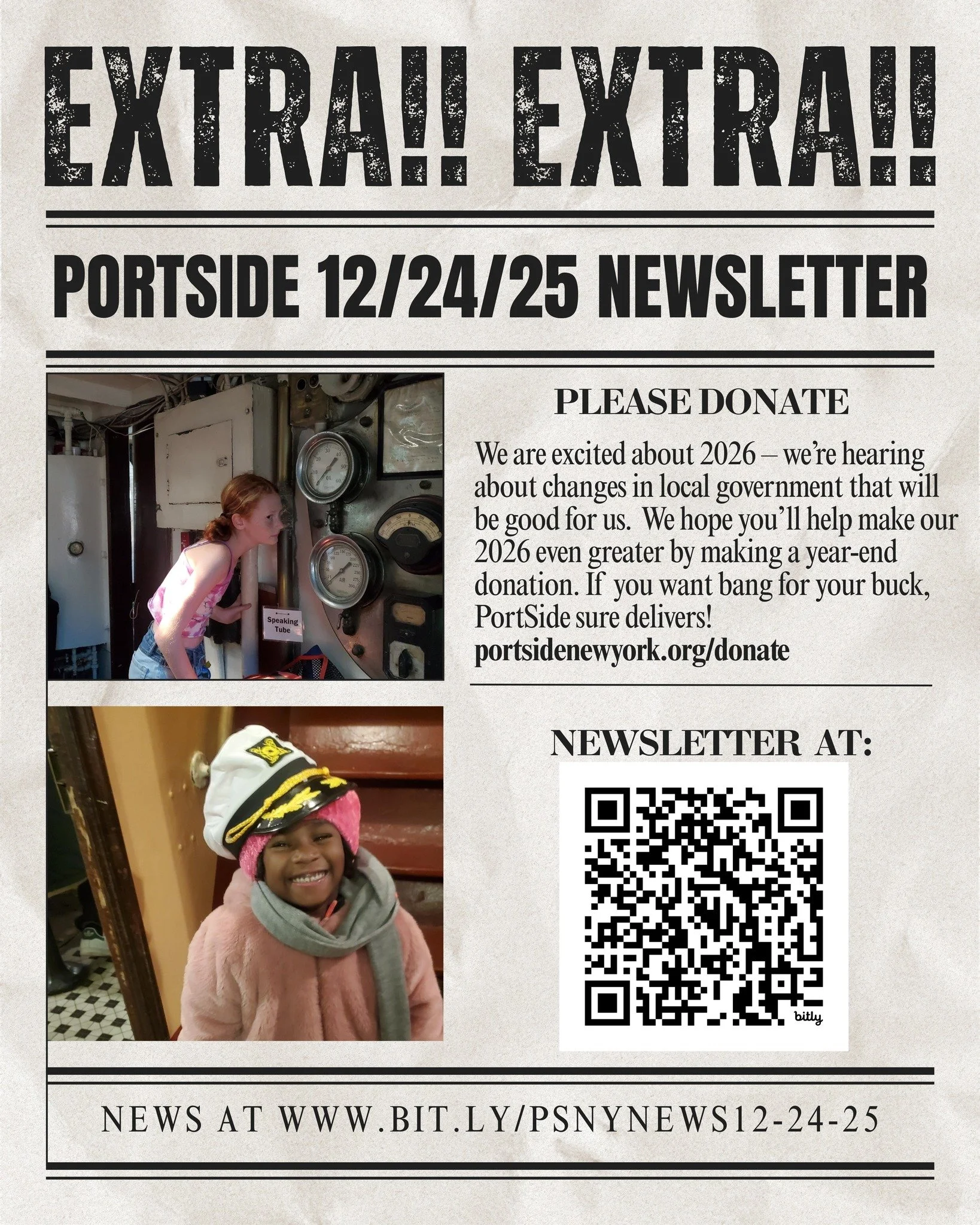 Today's PortSide newsletter! We are excited about 2026 &ndash; we&rsquo;re hearing about changes in local government that will be good for us. We hope you&rsquo;ll help make our 2026 even greater by making a year-end donation. If you want bang for yo