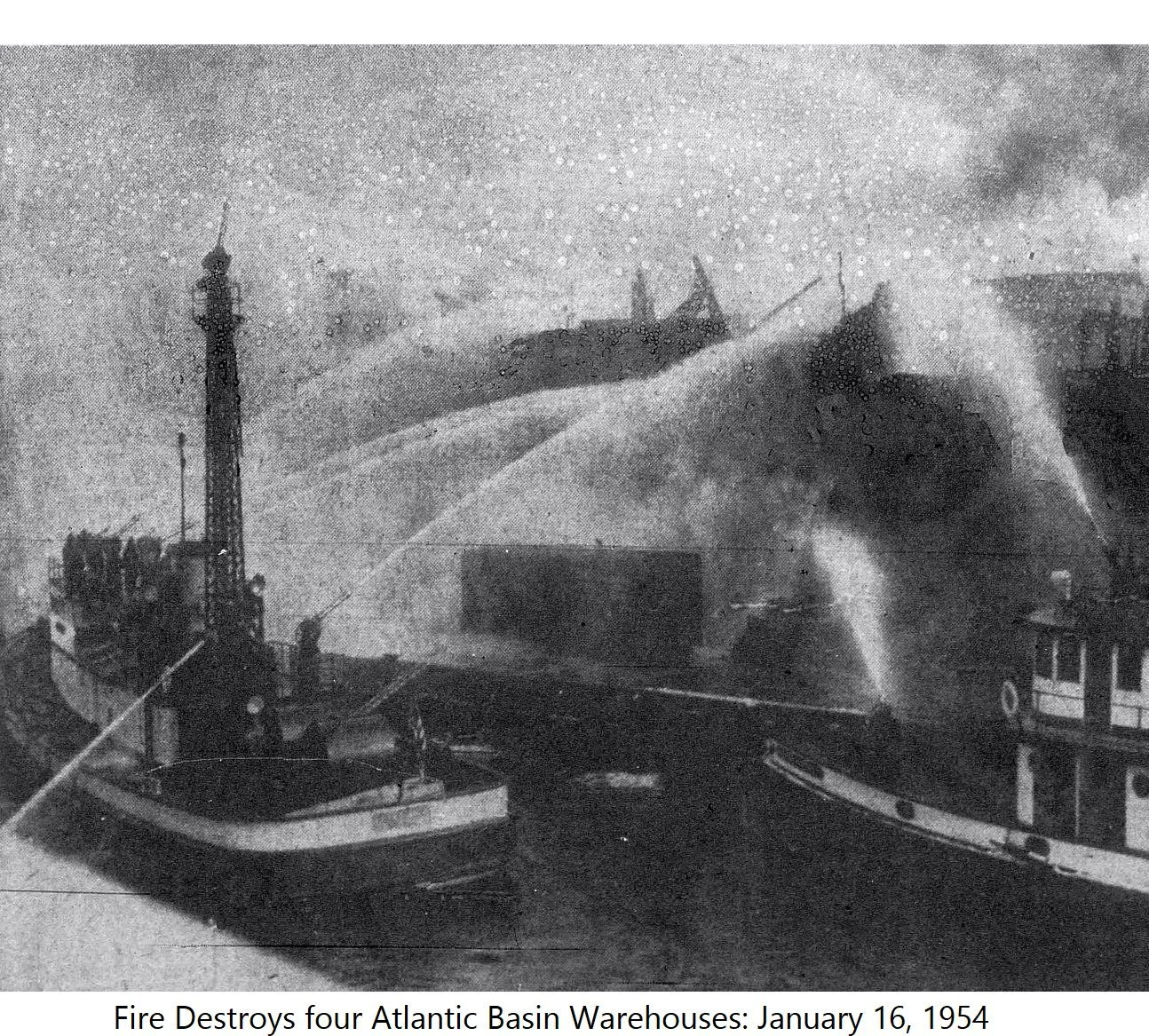 #OTD January 16, 1954,  four Atlantic Basin Warehouses were destroyed by fire.  The Brooklyn Daily Eagle reported that  the warehouses at 107, 108, 109, and 110 Commercial Warf were ruined. Besides the warehouses themselves, 3,800 TVs were lost.
By 1