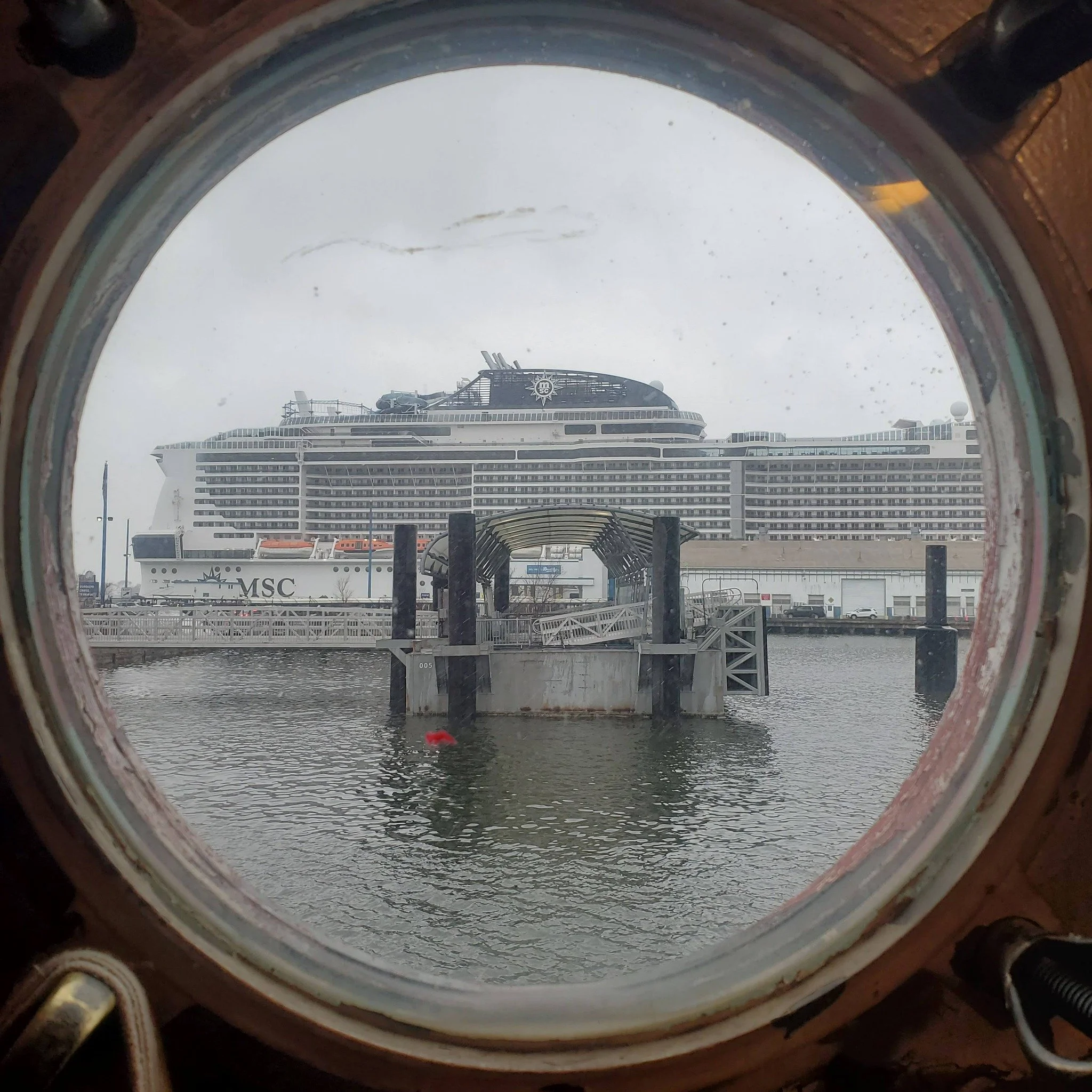 As per a Coast Guard email of 10:57am,  the Sandy Hook Pilots last outbound sailing is 5pm and last arrival will be 9pm today Sunday and resume sailing at noon Monday with first ship arrival at 4pm (times subject to change). That means no big ships (