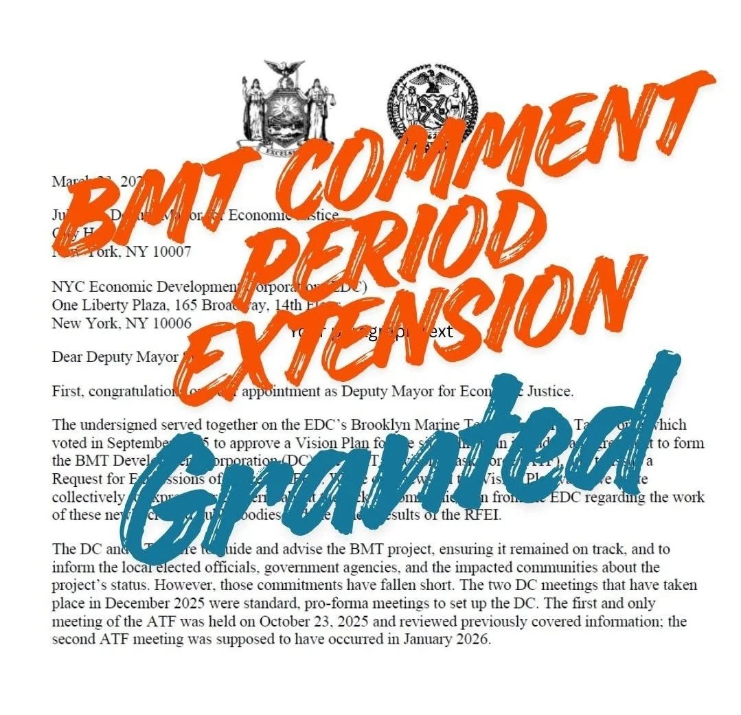 BREAKING! BMT CEQR DEADLINE EXTENDED TO MAY 8!
Here's a screenshot of IG post from @joannesimonforbrooklyn  and copying it's text below. 

"Our Request for an Extension of the BMT comment period was just approved! The NEW deadline for DSOW publi