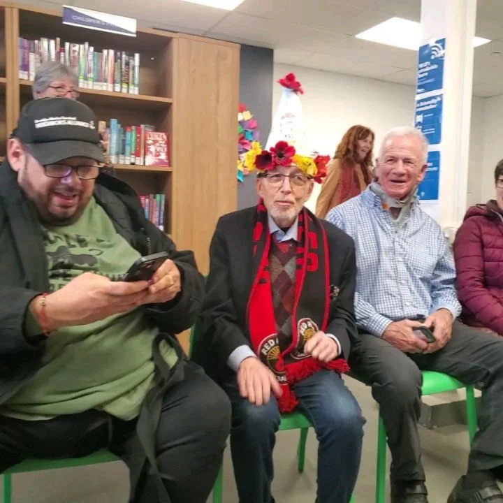🎂 Yesterday, was #ImreAppreciationDay.  We were part of the team springing a surprise 83rd birthday party on Imre Kov&aacute;cs, one of our volunteers. I/Carolina made his birthday hat.
 
🥳 We celebrated at the #RedHook Library, at the interim loca