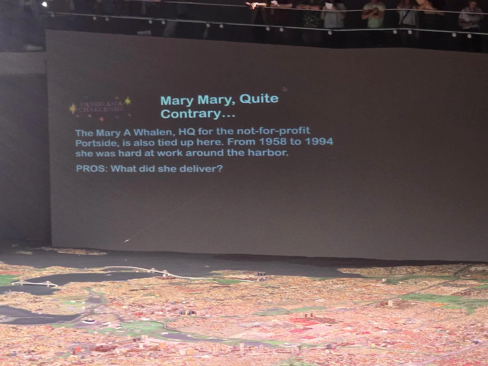 👍 How cool is this?! Our ship #MaryWhalen was a question at the 15th Panorama Challenge last night🤩

⁉️ Does that mean that there's a model of the Mary Whalen in the panorama at Queens Museum? 

❤️ Thanks James D. Ellis for telling us

Thanks Jonat