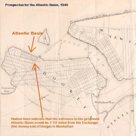 Construction of the Atlantic Basin Docks began #OTD June 3, 1841.  It was the brainchild of Col. Daniel Richards. 

Richards realized that the completion of the Erie Canal, connecting New York Harbor with the Great Lakes &ndash; and all the farms, pr