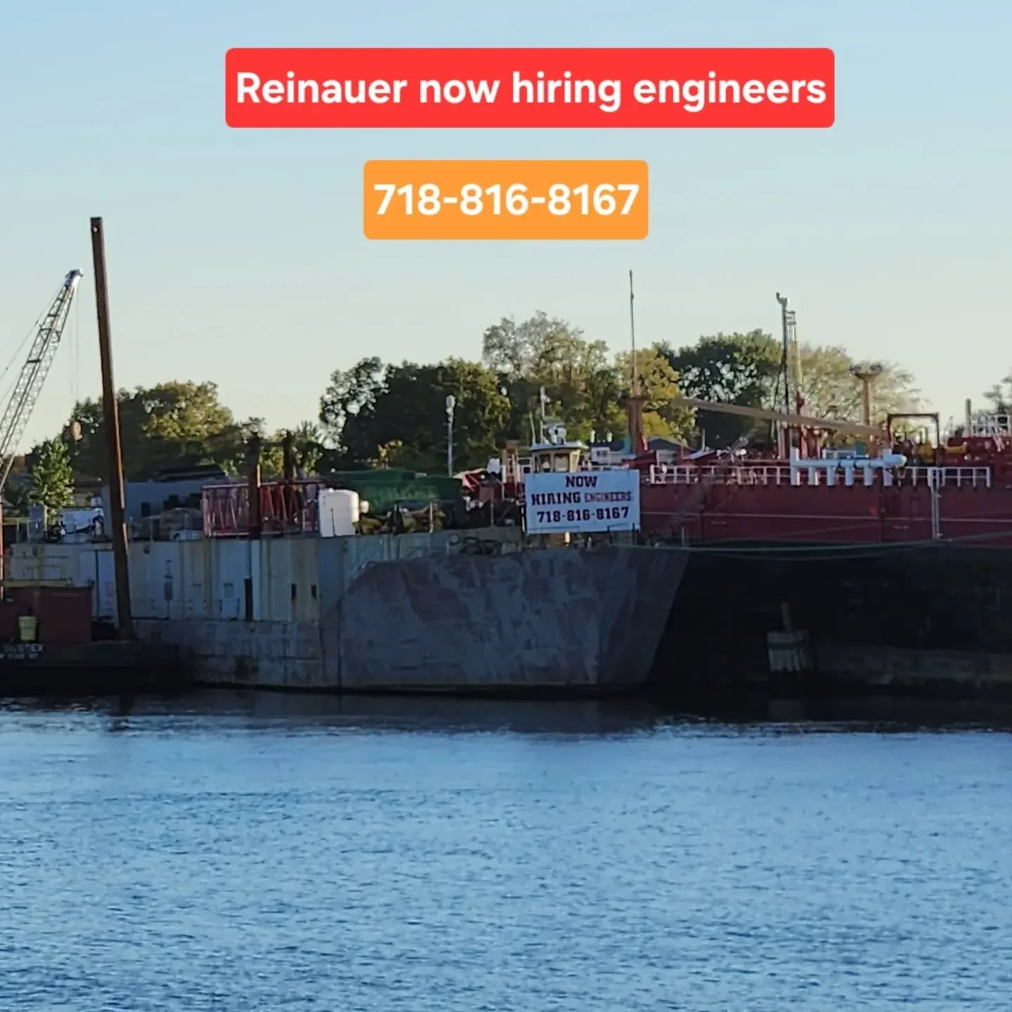 Seen in Kill Van Kull today: Reinauer Transportation Companies is hiring engineers. Call 718-816-8167.

#MaritimeJobs #maritime