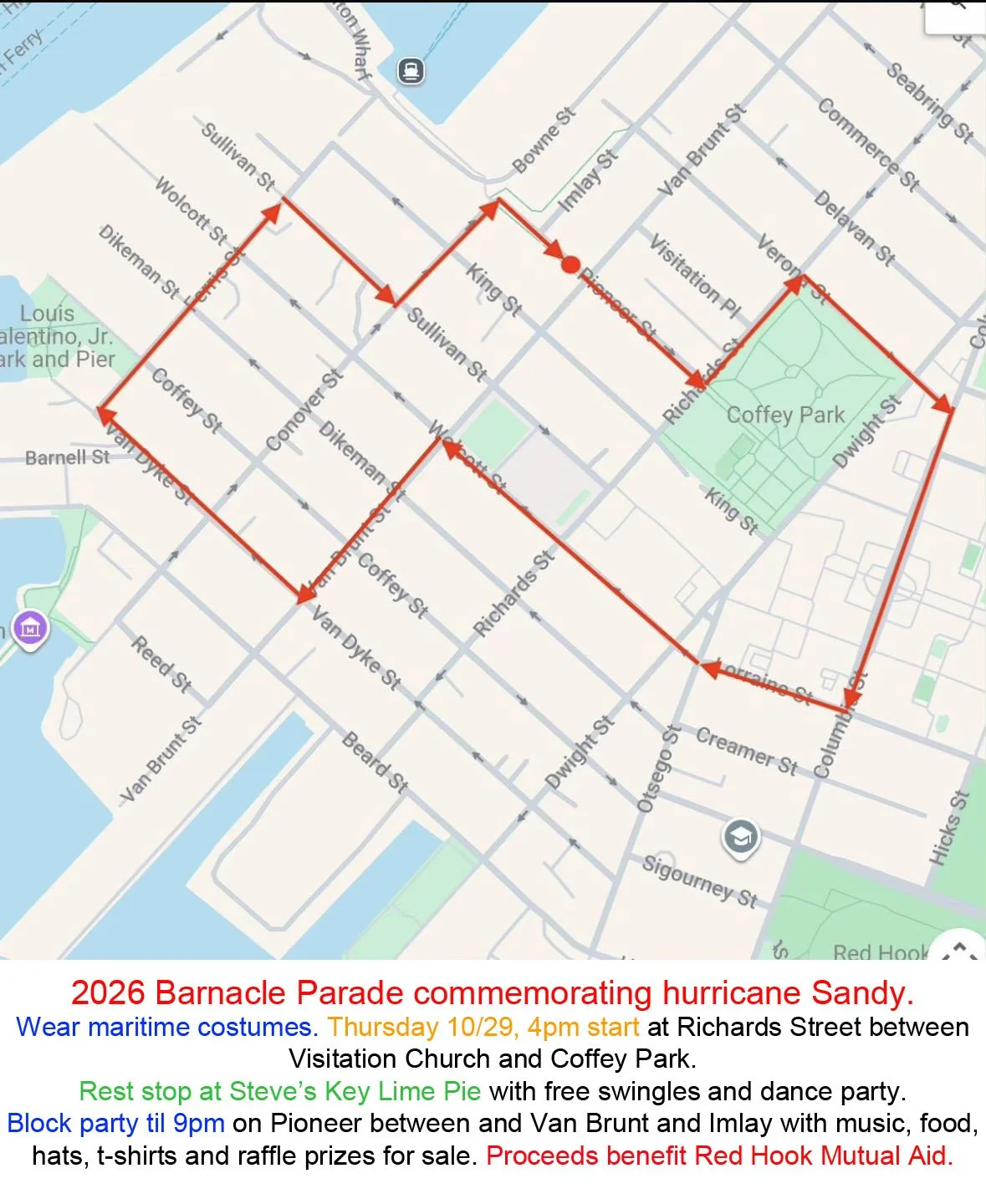 This Barnacle Parade, we at PortSide are celebrating 250 years of Red Hook resiliency!

In 2026, our float commemorates how Red Hook&rsquo;s Fort Defiance repelled the new British ship HMS Roebuck during the Battle of Brooklyn in 1776.  This year is 