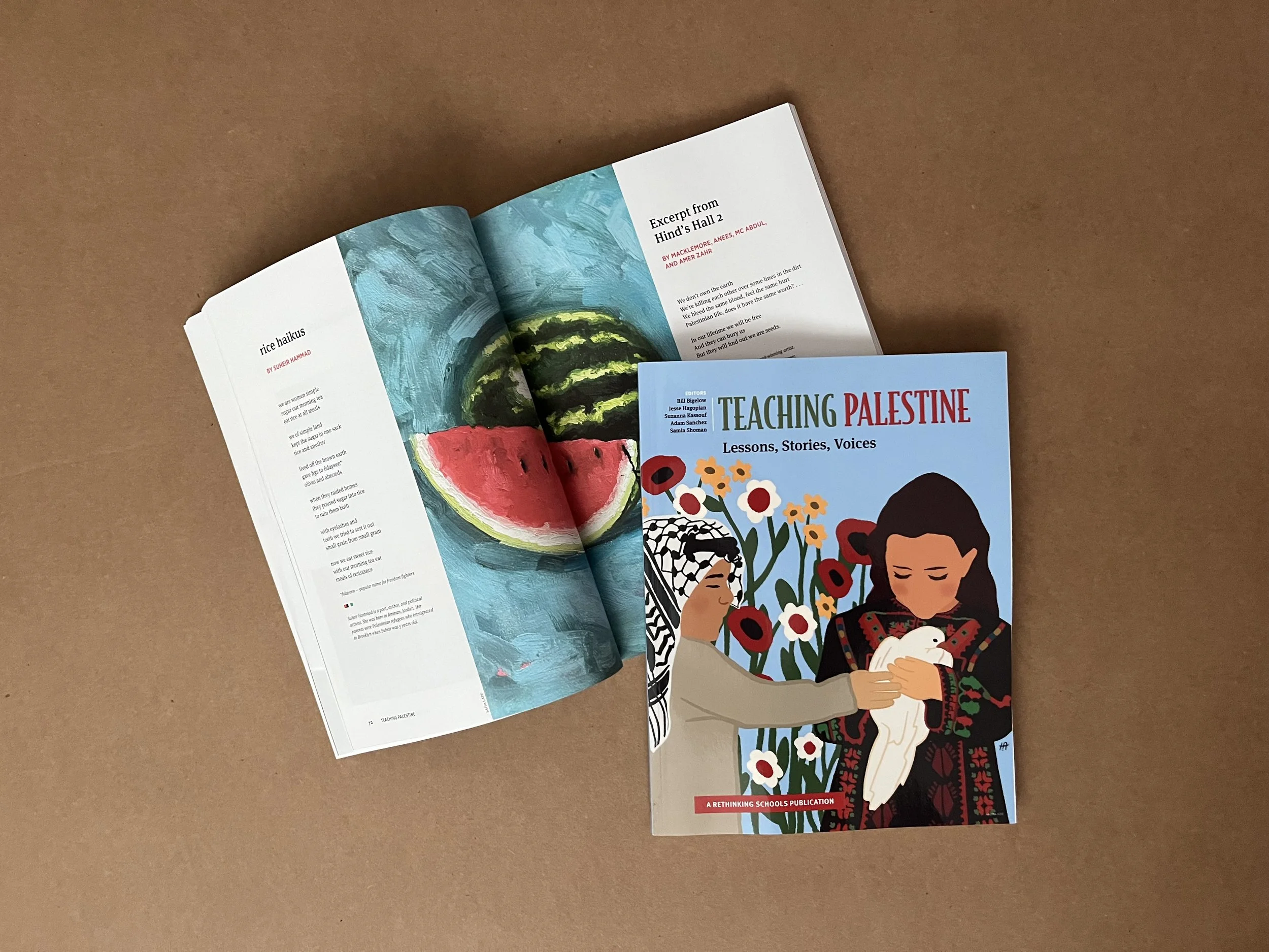  Teaching Palestine » Rethinking Schools »  cover art Halima Aziz, interior art Safia Latif 