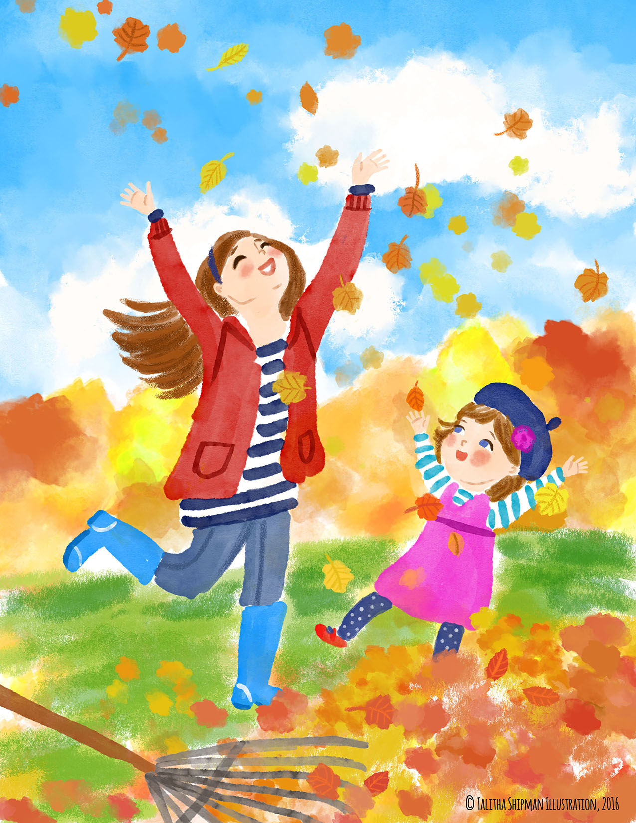 This was one of my favorite pass-times growing up: jumping in the leaves I had just raked into a nice neat pile!