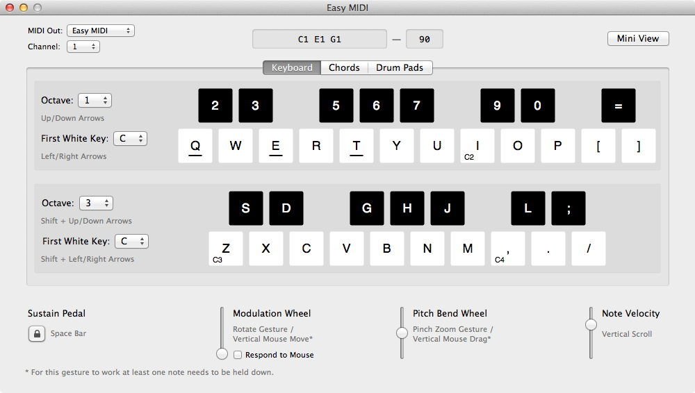 Easy MIDI Keyboard Tab