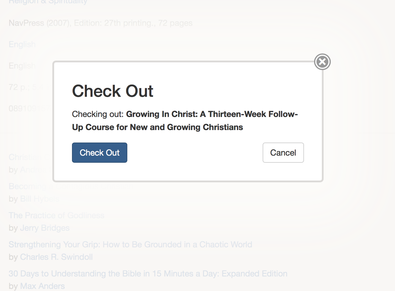 Click "Check Out" to finalize the transaction, or click "Cancel" if you want to go back. 