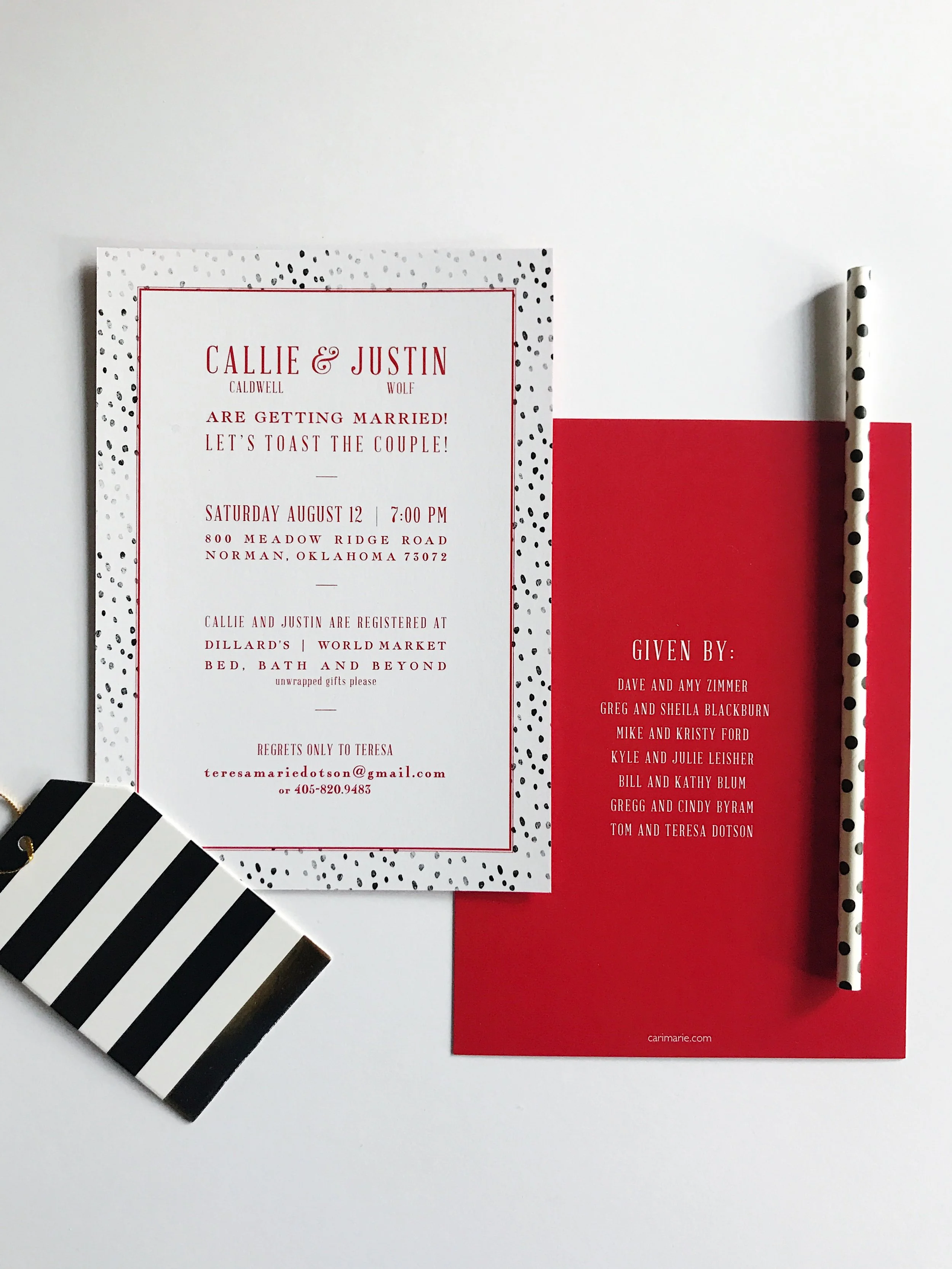 a black + white funky polka dot wedding shower