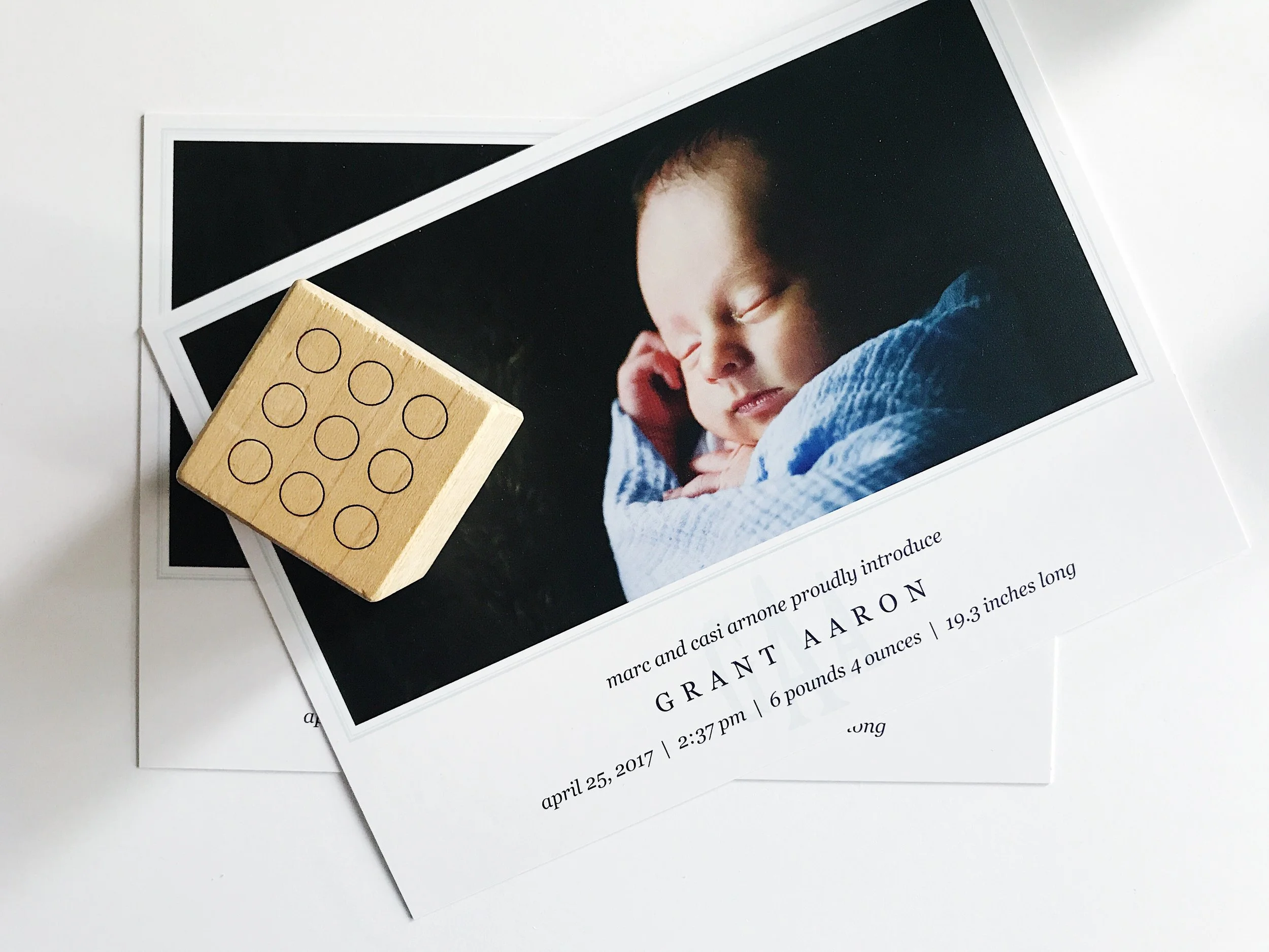 a custom monogram baby boy birth announcement