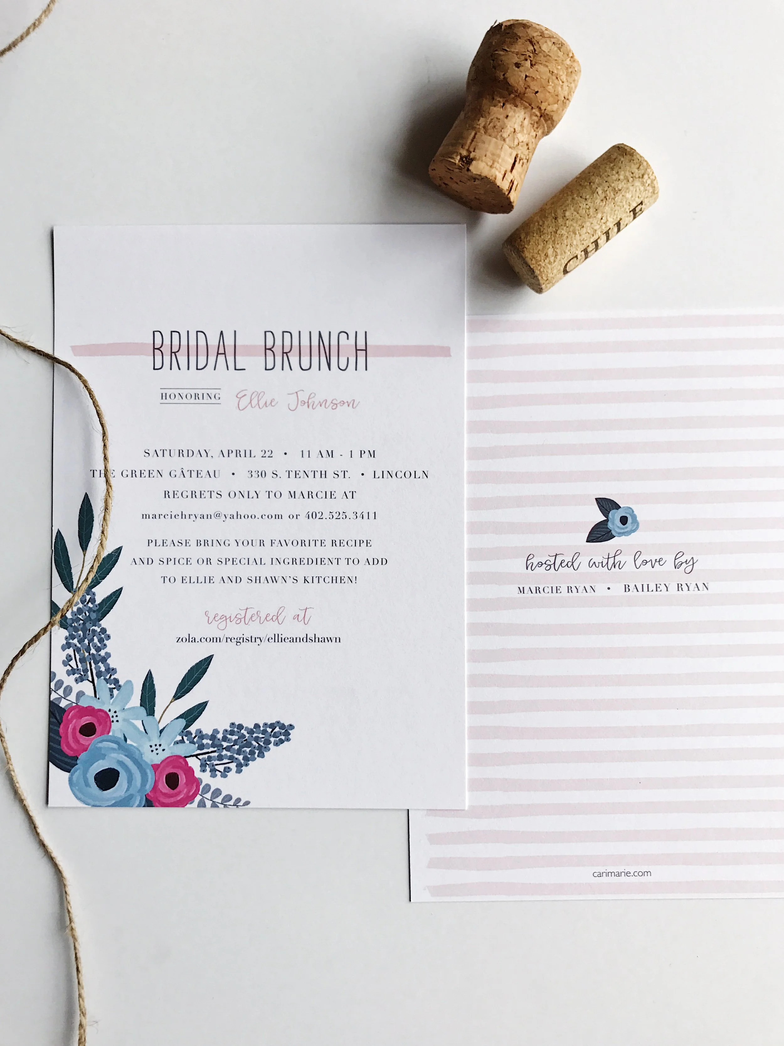 a floral bridal brunch invitation